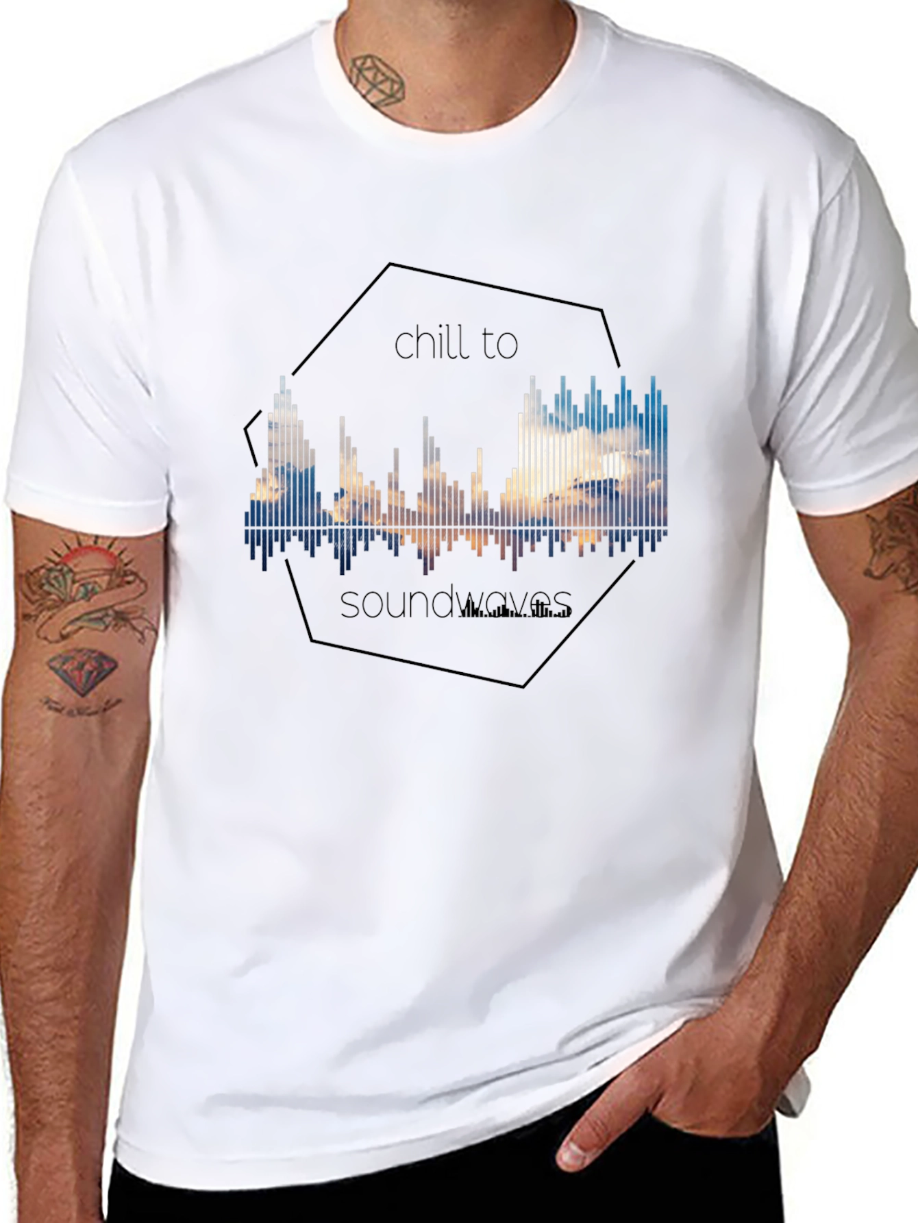 Chill to Soundwaves Graphic Tee - Black
