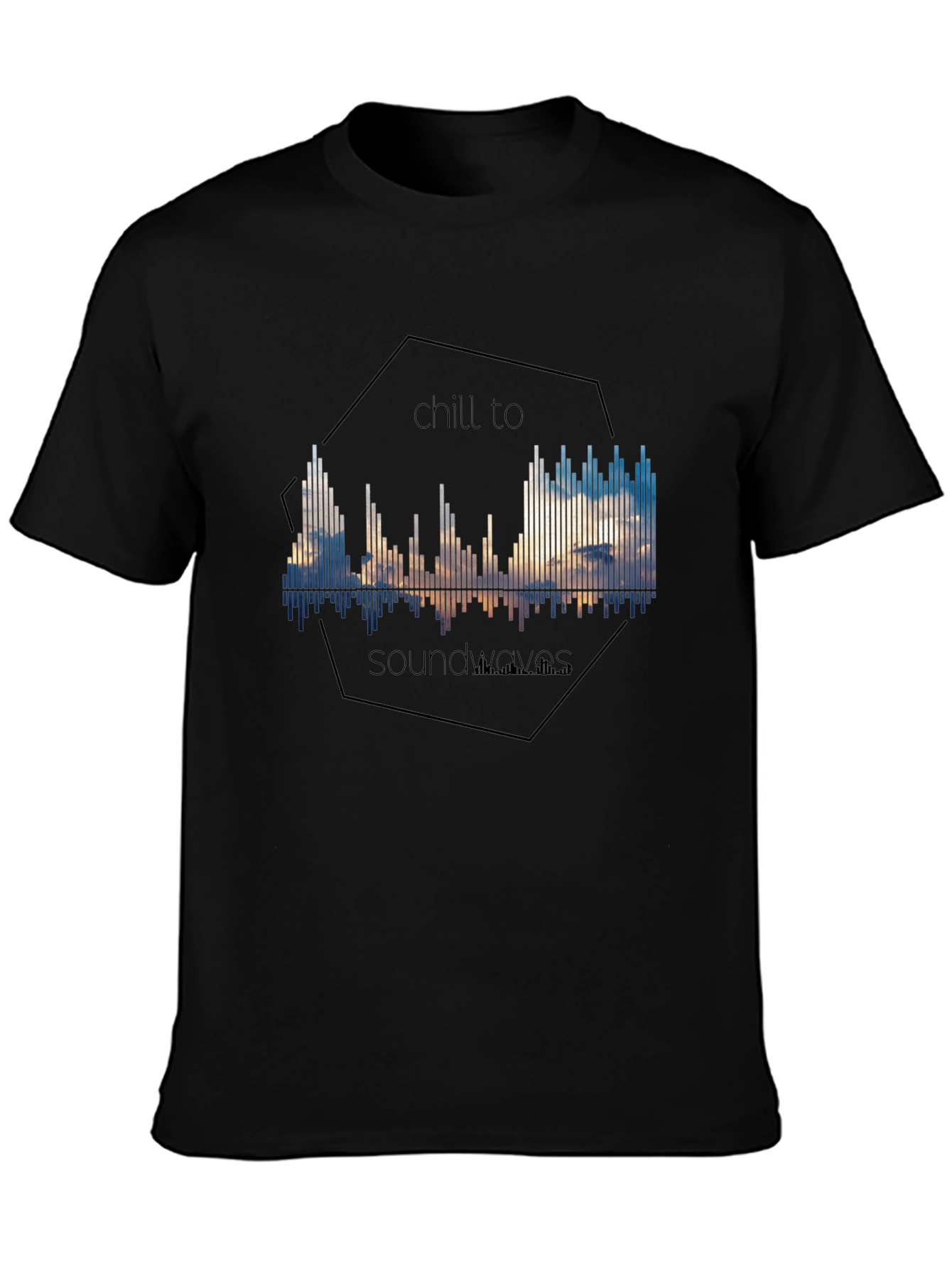 Chill to Soundwaves Graphic Tee - Black