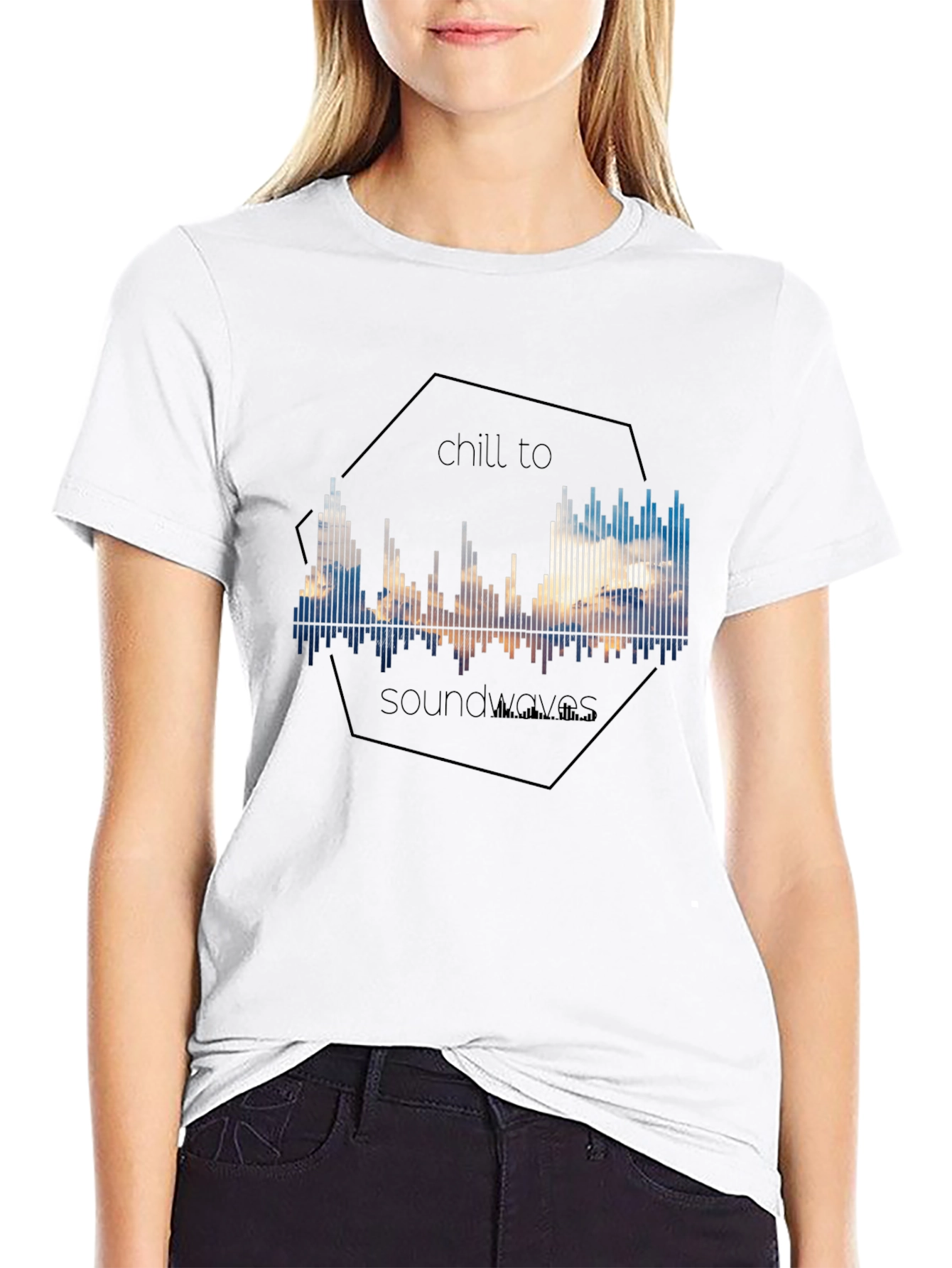 Chill to Soundwaves Graphic Tee - Black