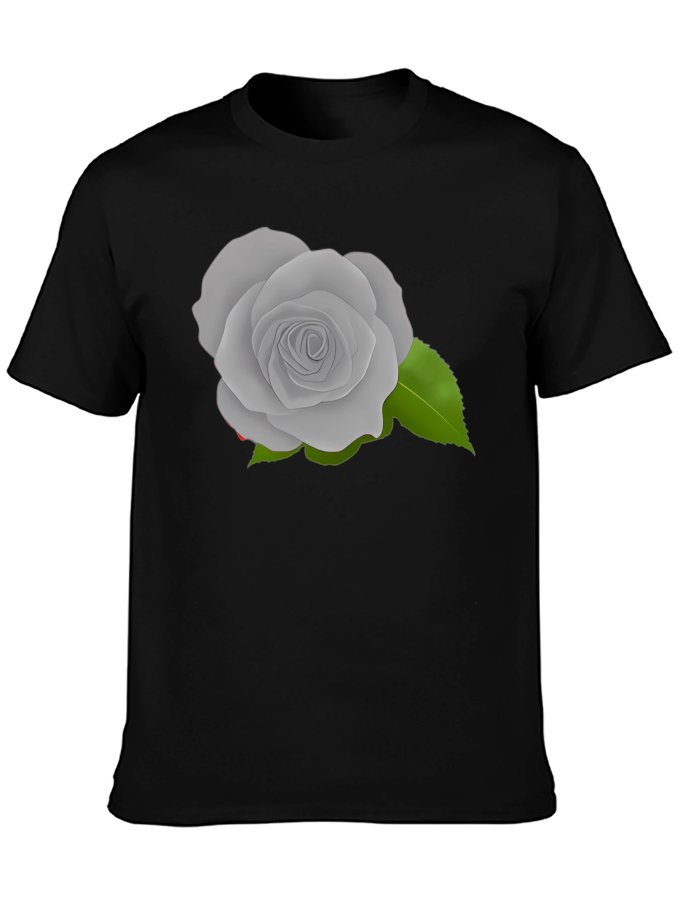 Grey Rose Graphic Black T-Shirt