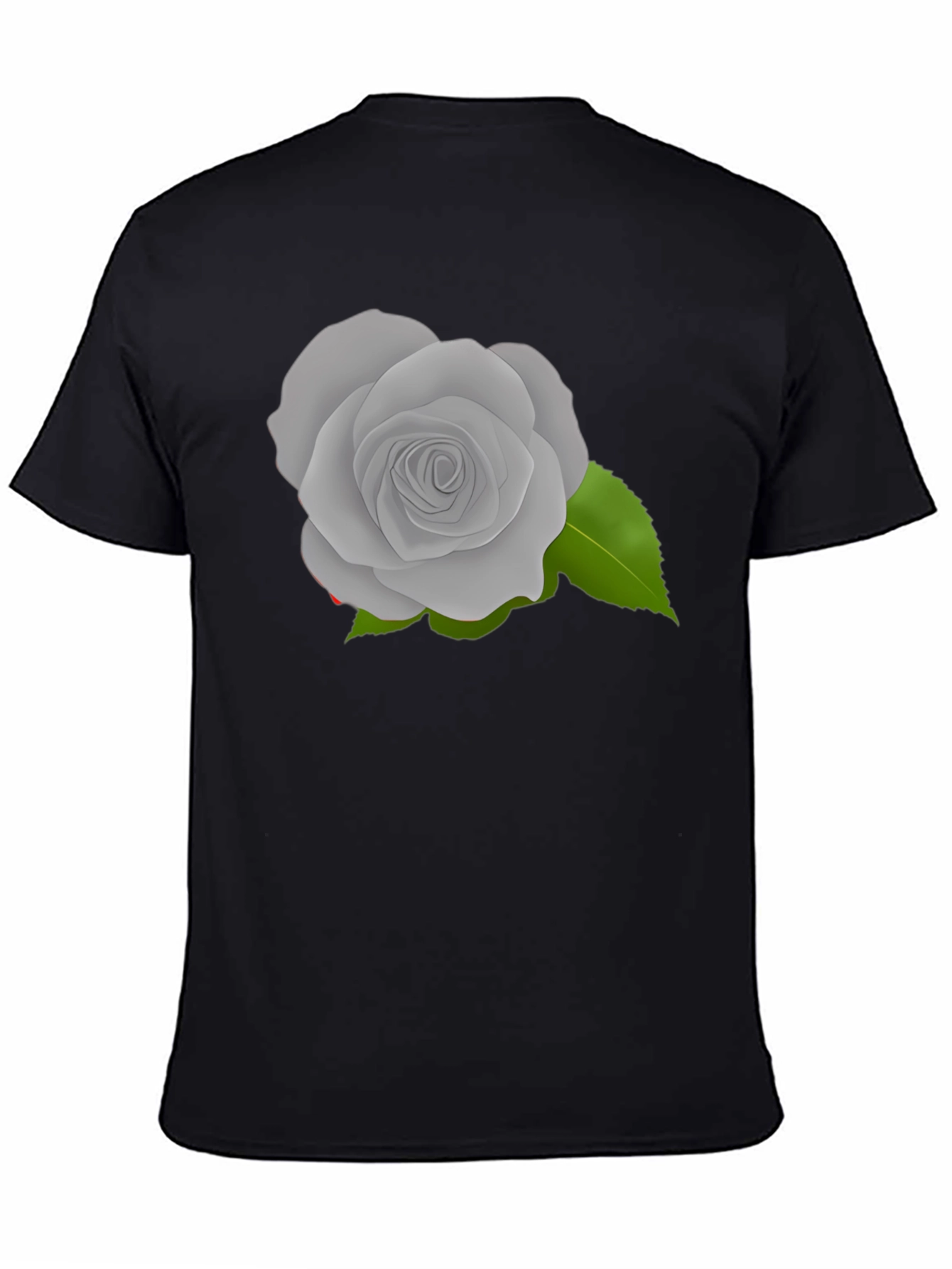 Grey Rose Graphic Black T-Shirt