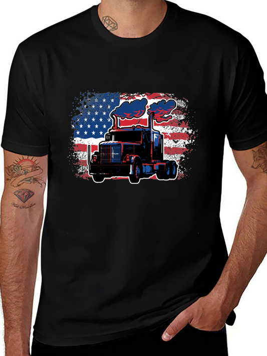 American Trucker Tee - Patriotic Graphic T-Shirt