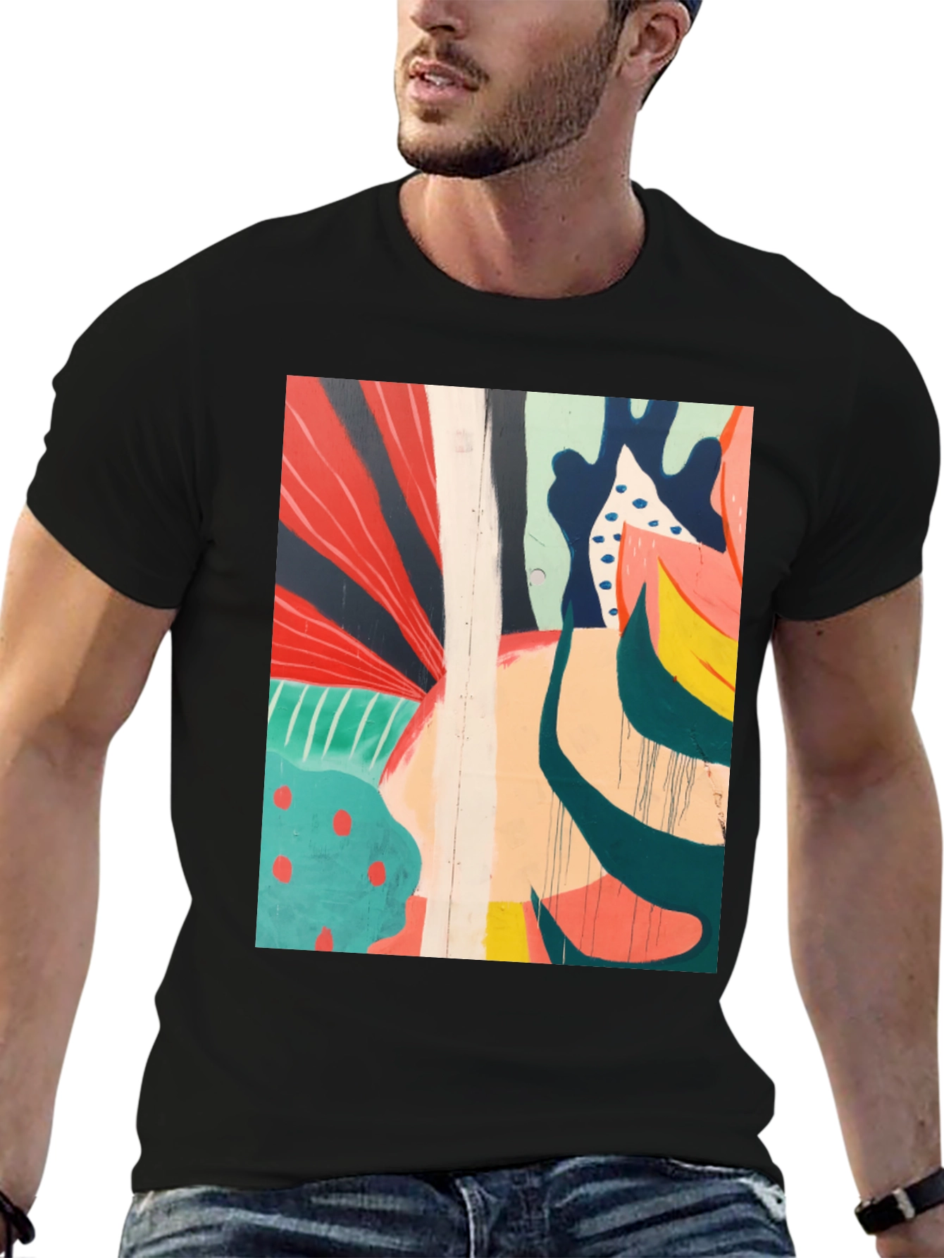 Abstract Art Black T-Shirt - Modern Graphic Tee