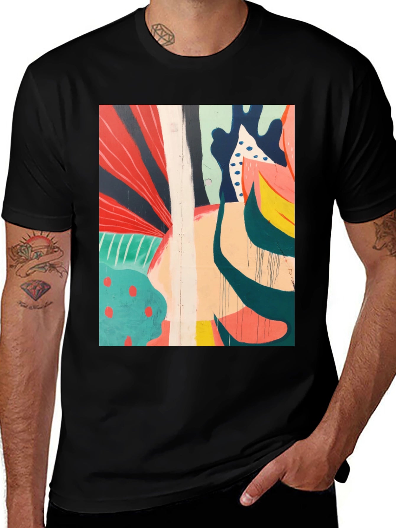 Abstract Art Black T-Shirt - Modern Graphic Tee