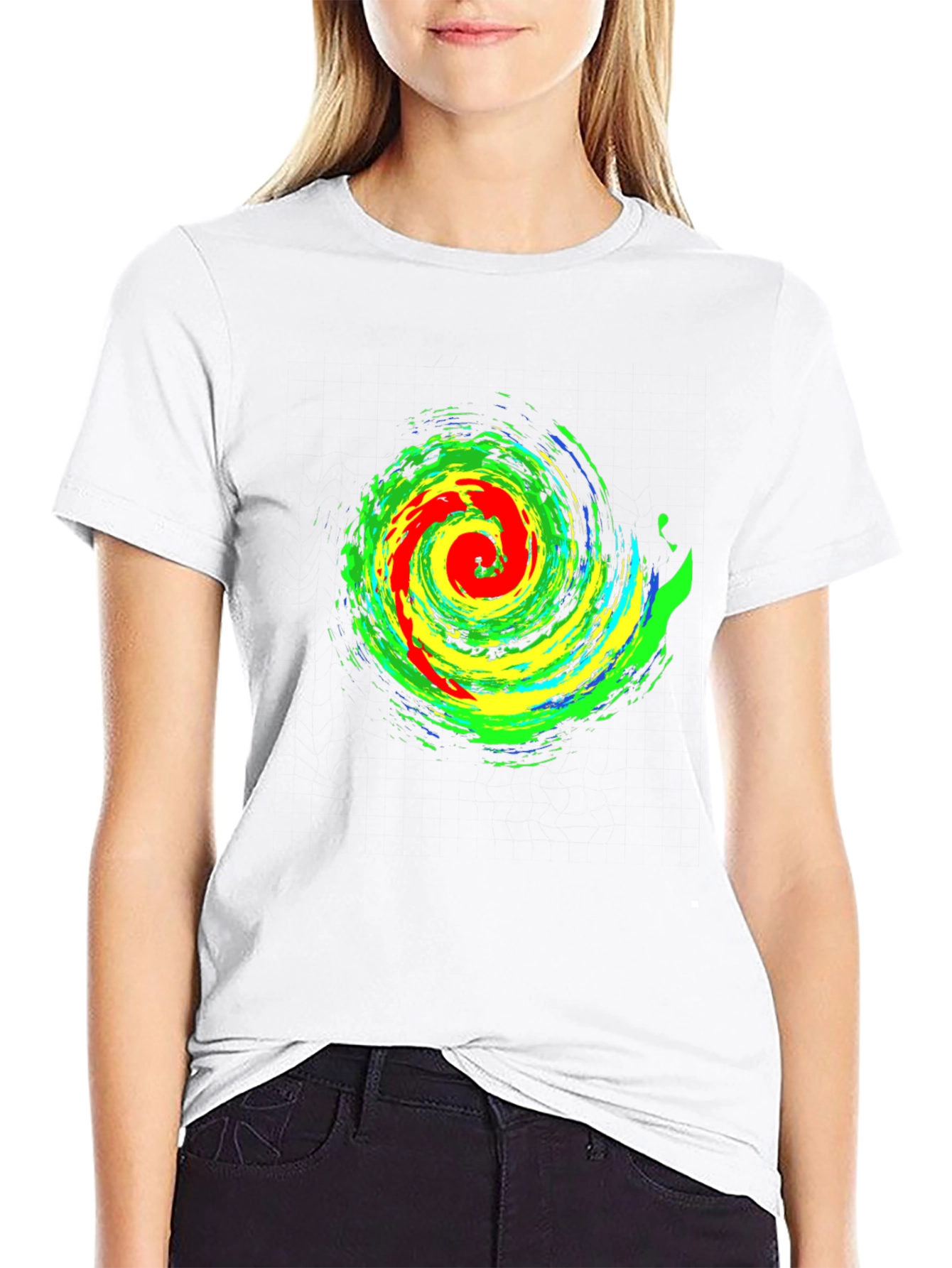 Vibrant Swirl Graphic Black T-Shirt