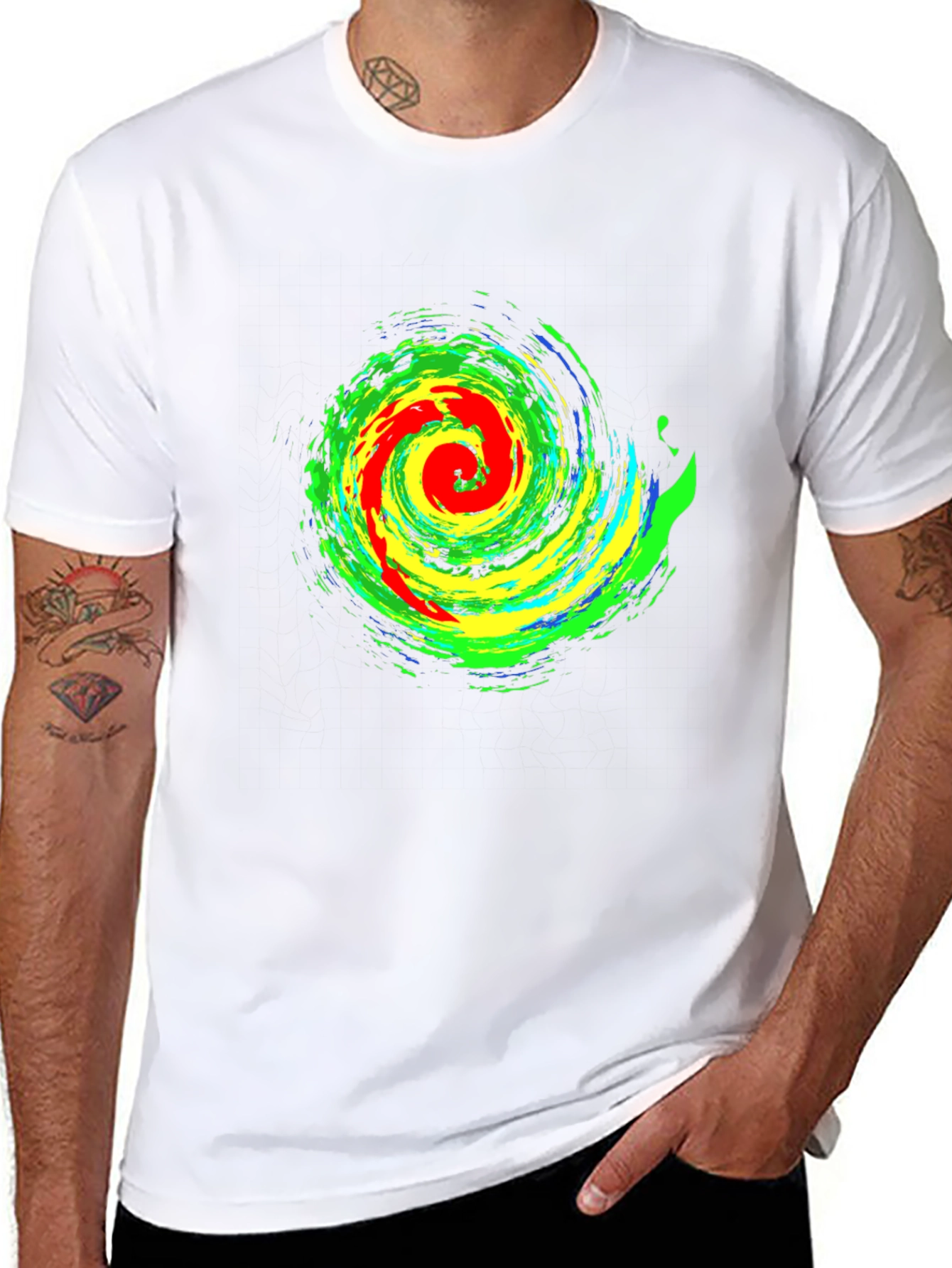 Vibrant Swirl Graphic Black T-Shirt