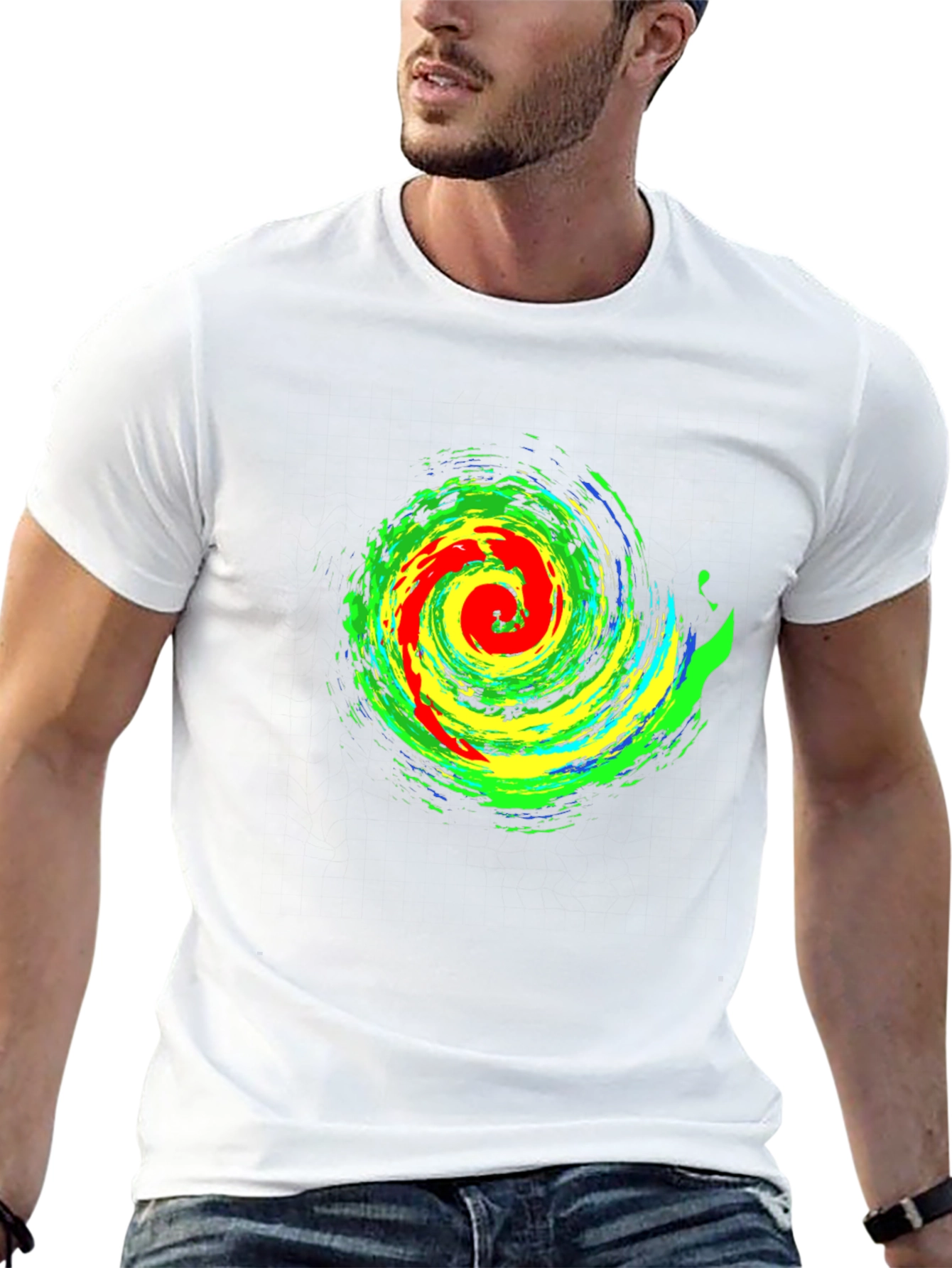 Vibrant Swirl Graphic Black T-Shirt