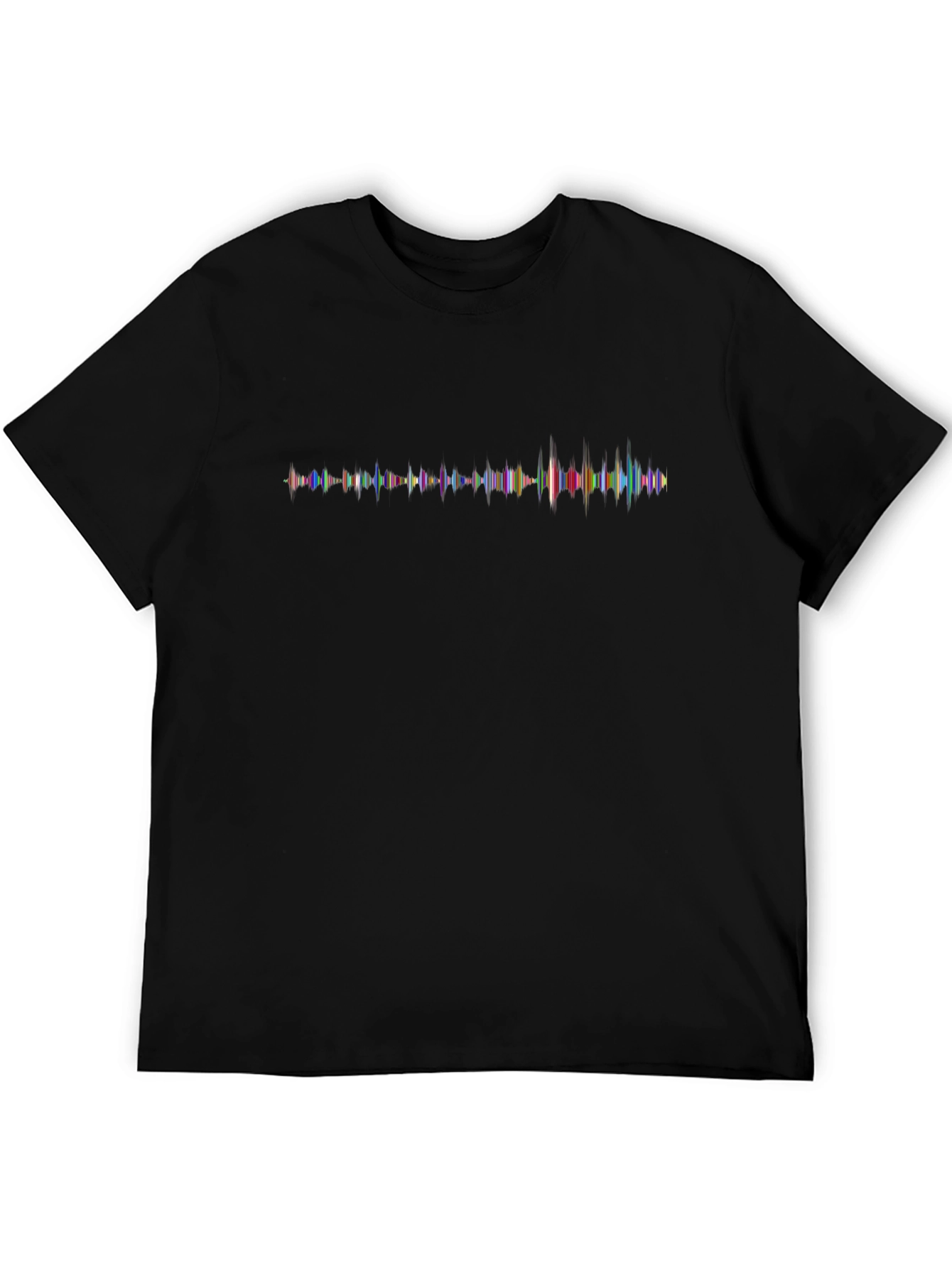 Sound Wave Graphic Tee - Modern Design Black Shirt