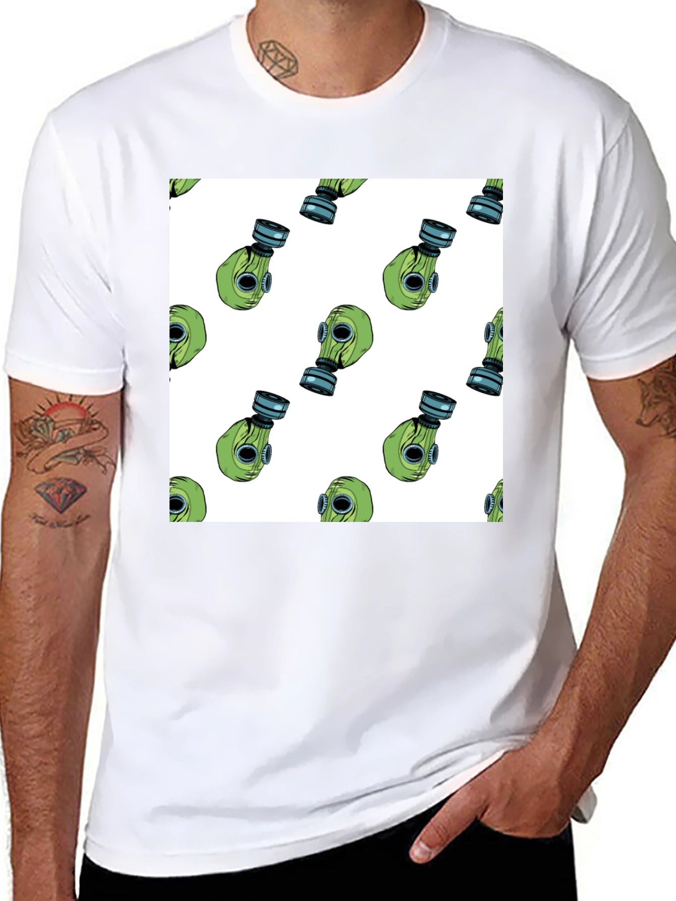 Gas Mask Pattern T-Shirt - Unique Design