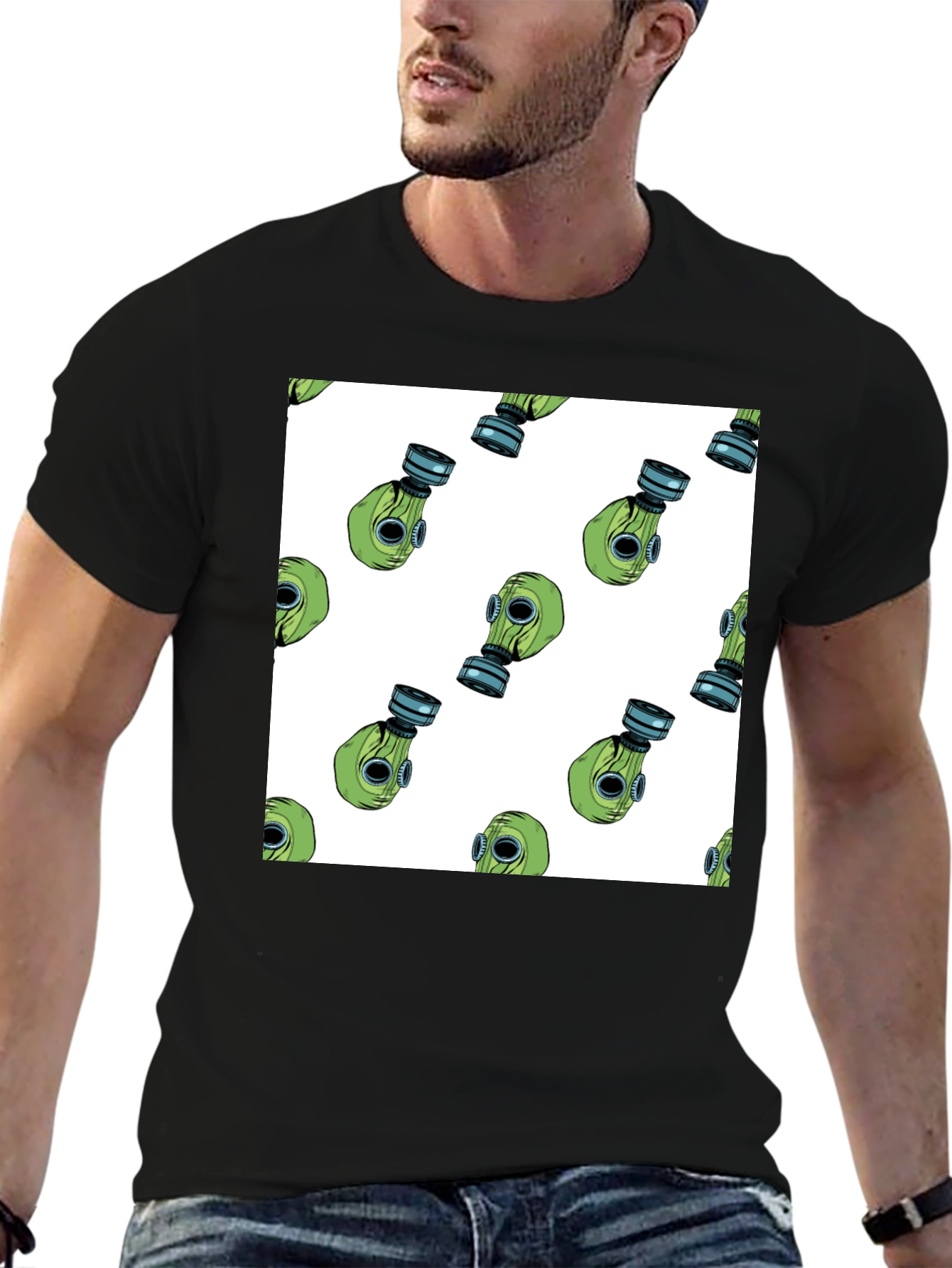 Gas Mask Pattern T-Shirt - Unique Design