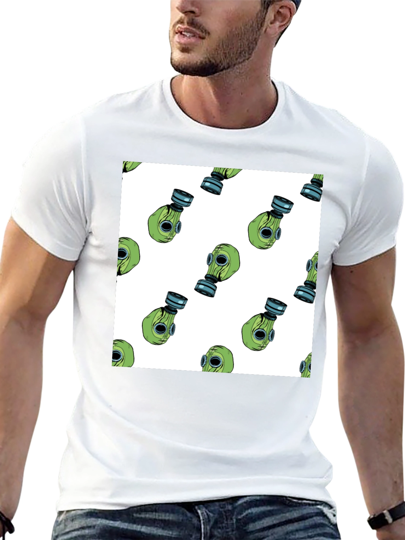 Gas Mask Pattern T-Shirt - Unique Design