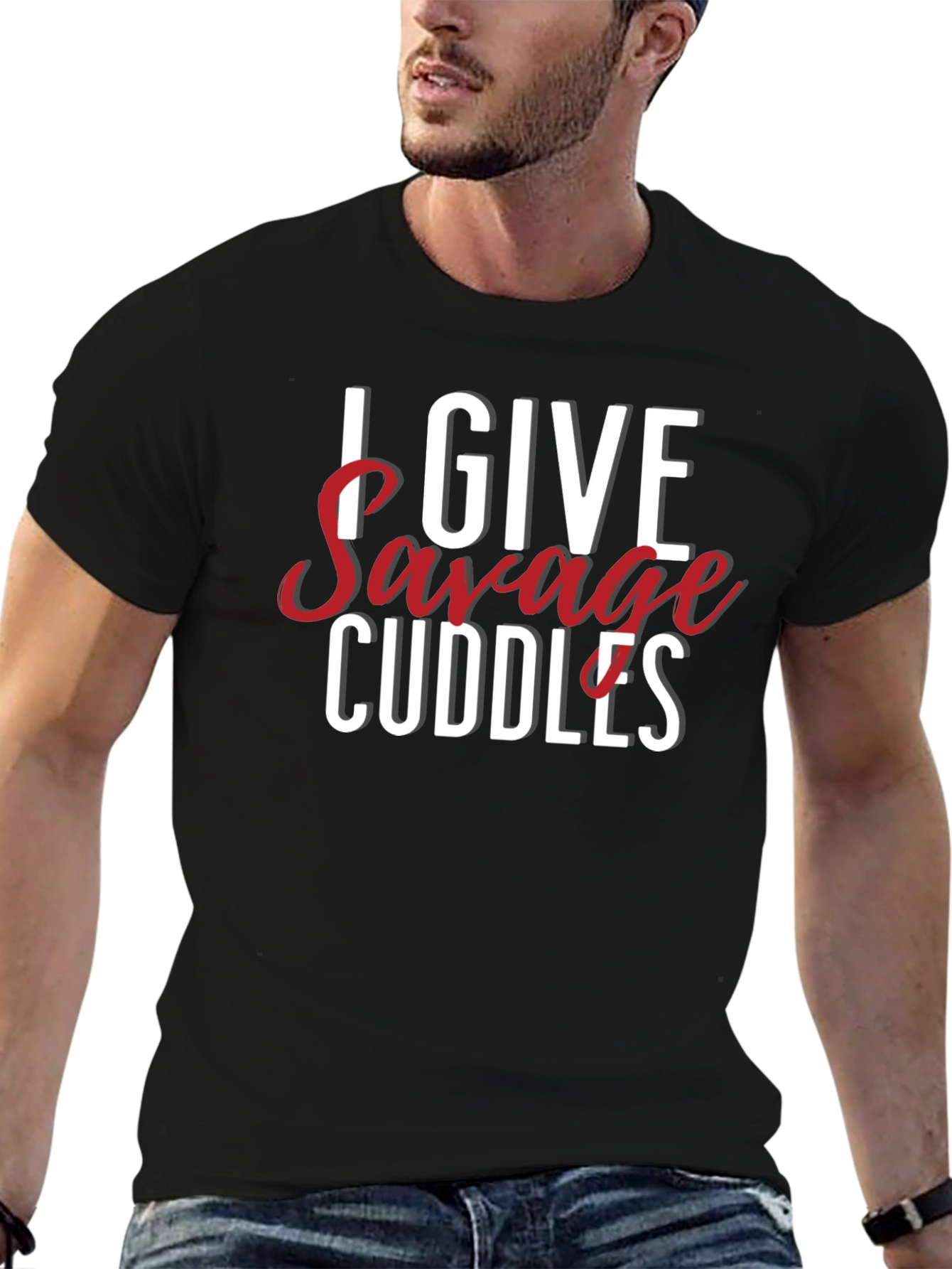 I Give Savage Cuddles Mens Black T-Shirt