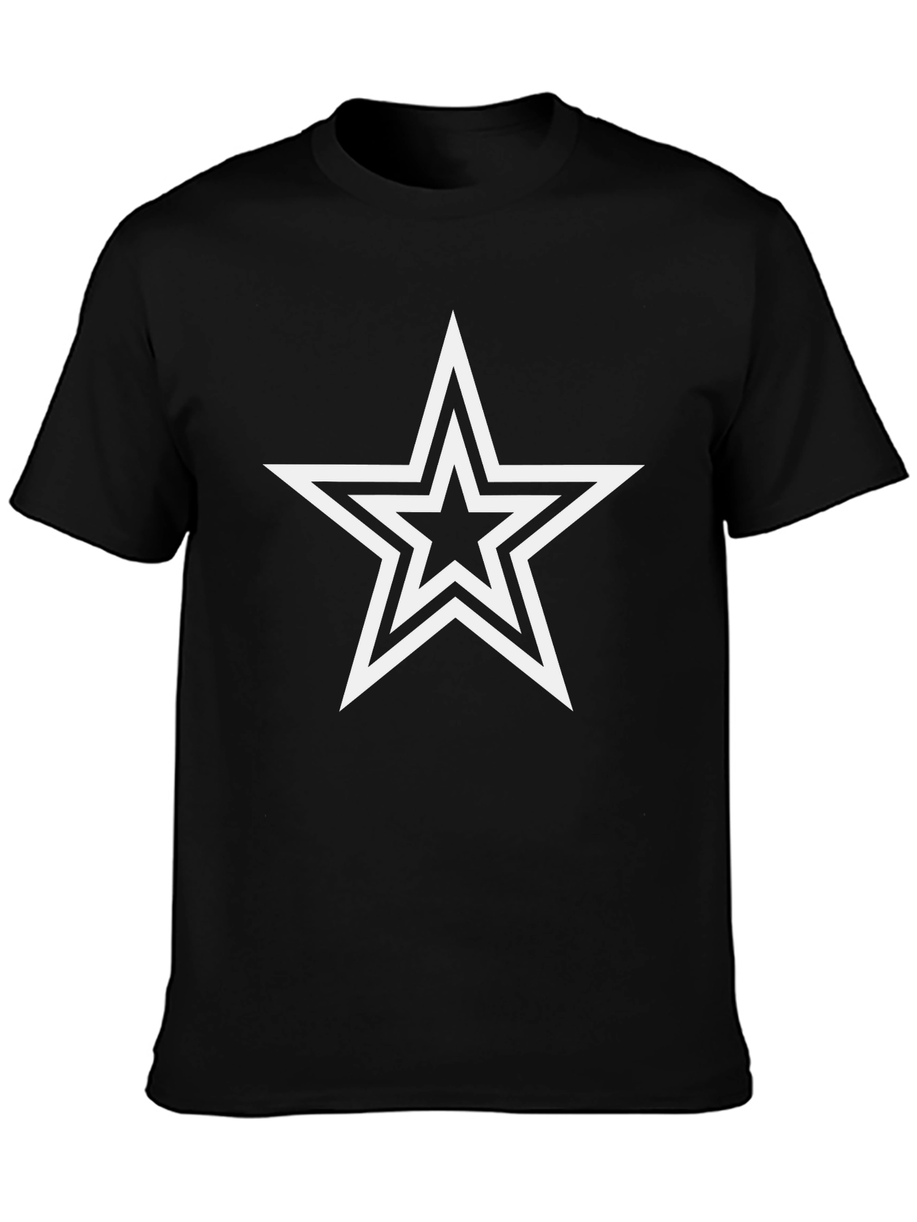 Black T-Shirt with White Double Star Graphic