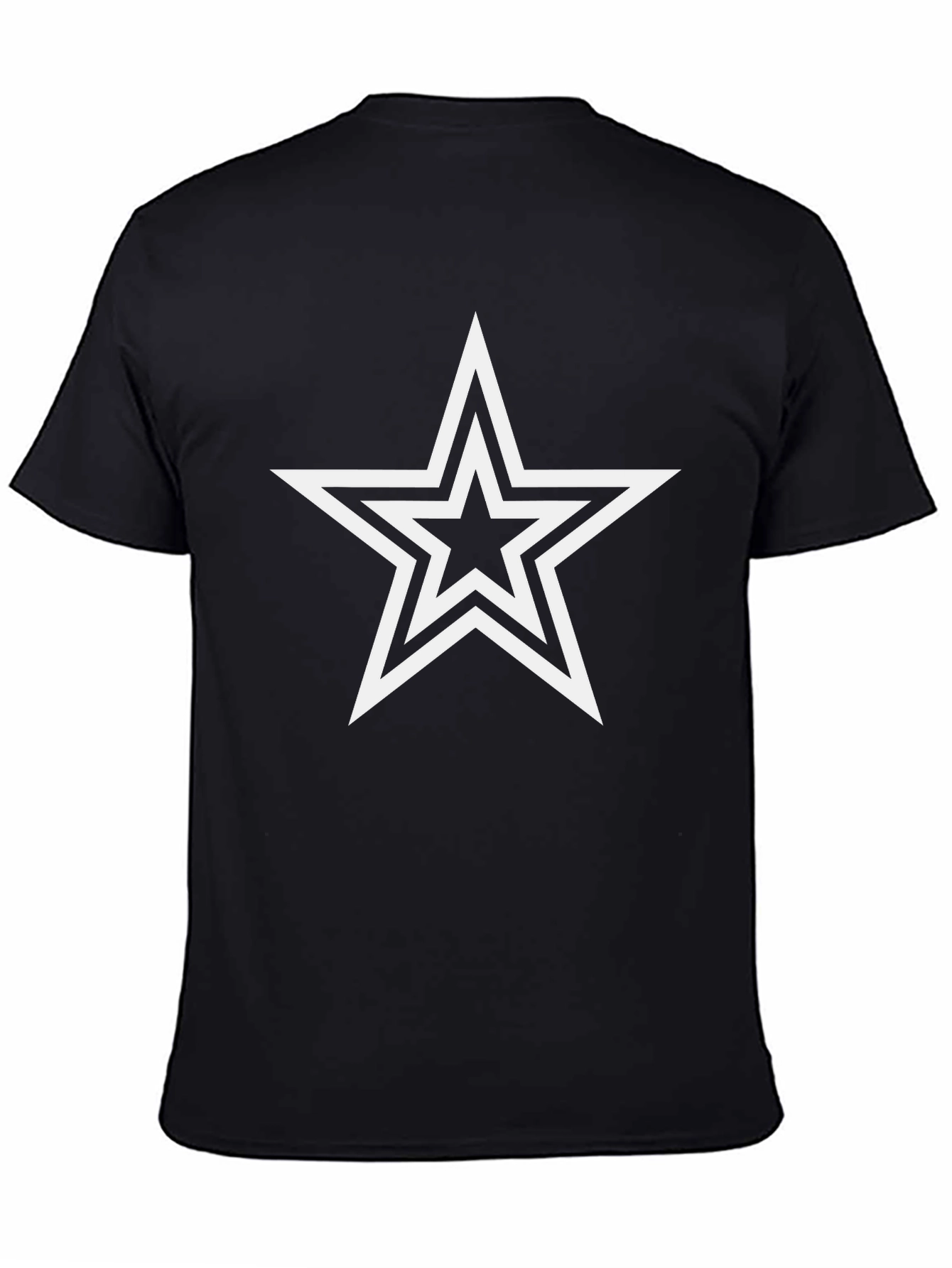Black T-Shirt with White Double Star Graphic