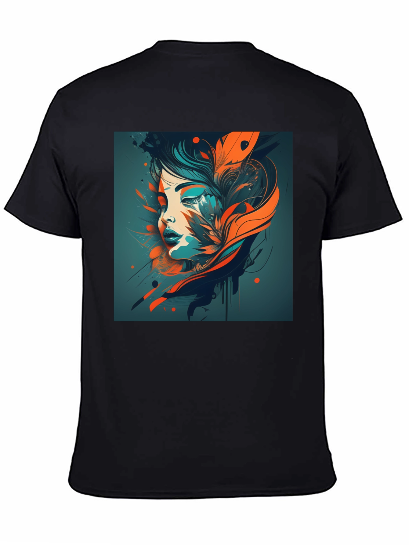 Abstract Woman Graphic Black T-Shirt