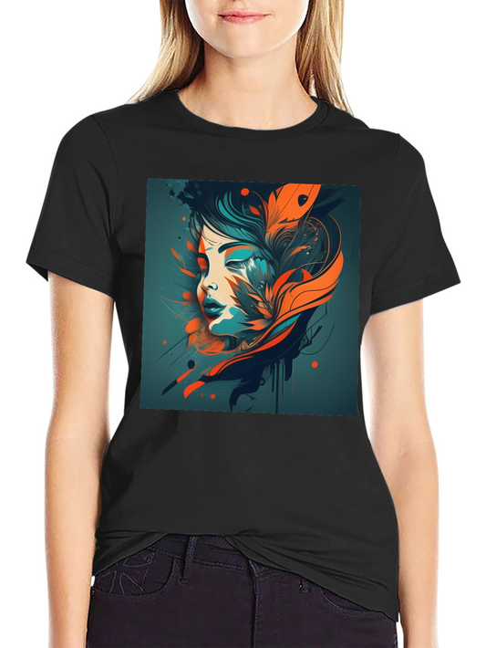 Abstract Woman Graphic Black T-Shirt