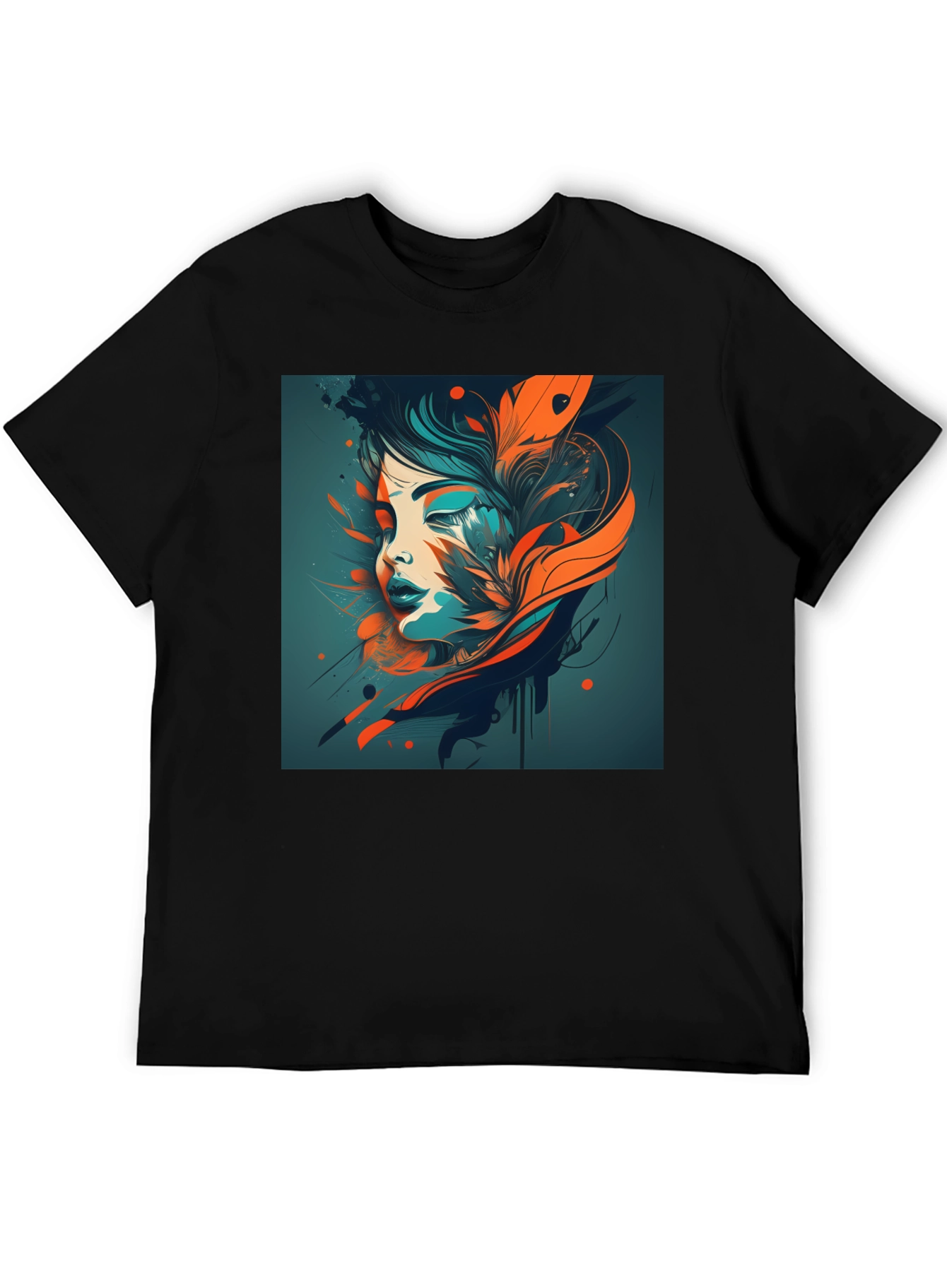 Abstract Woman Graphic Black T-Shirt