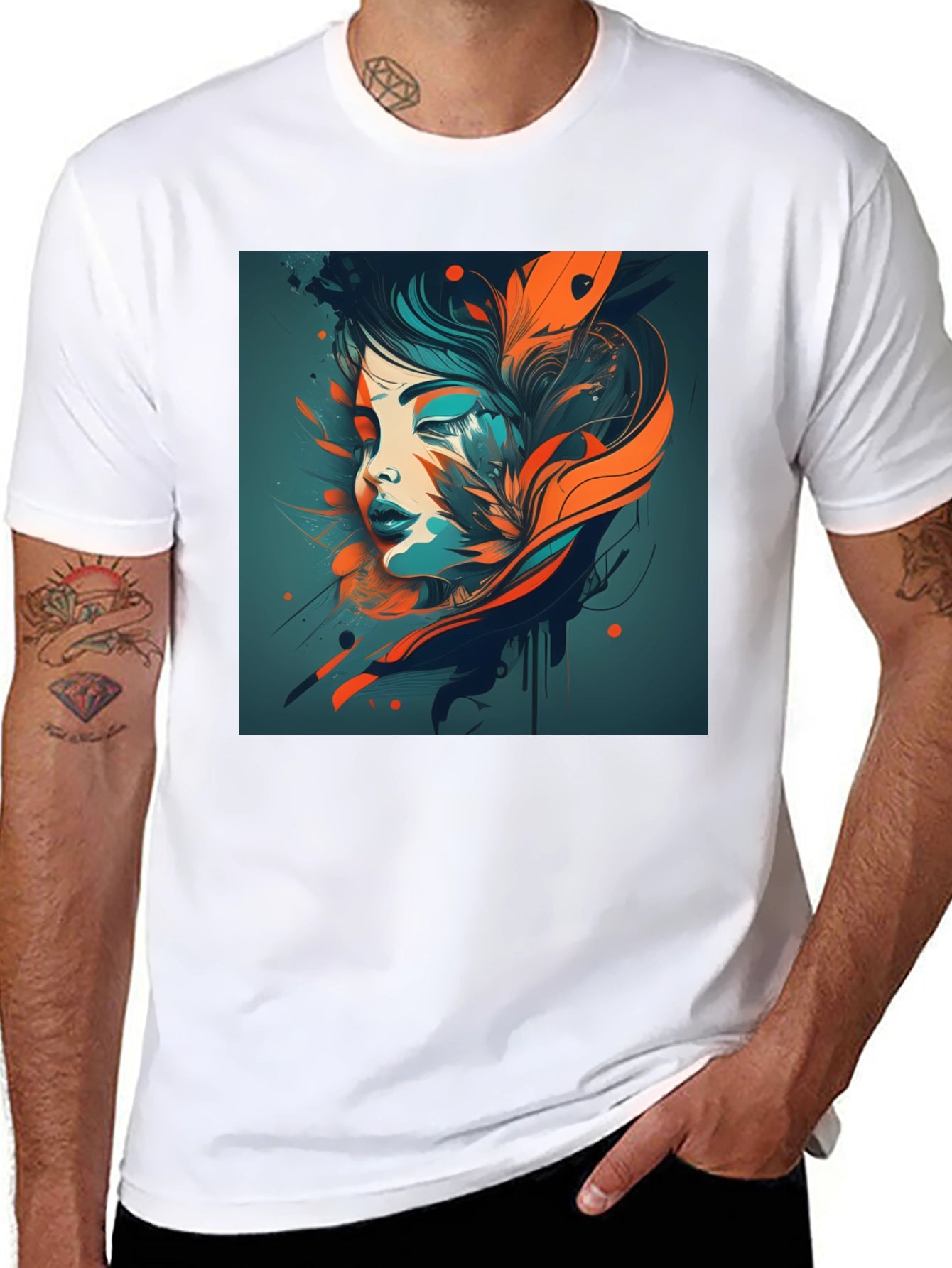 Abstract Woman Graphic Black T-Shirt
