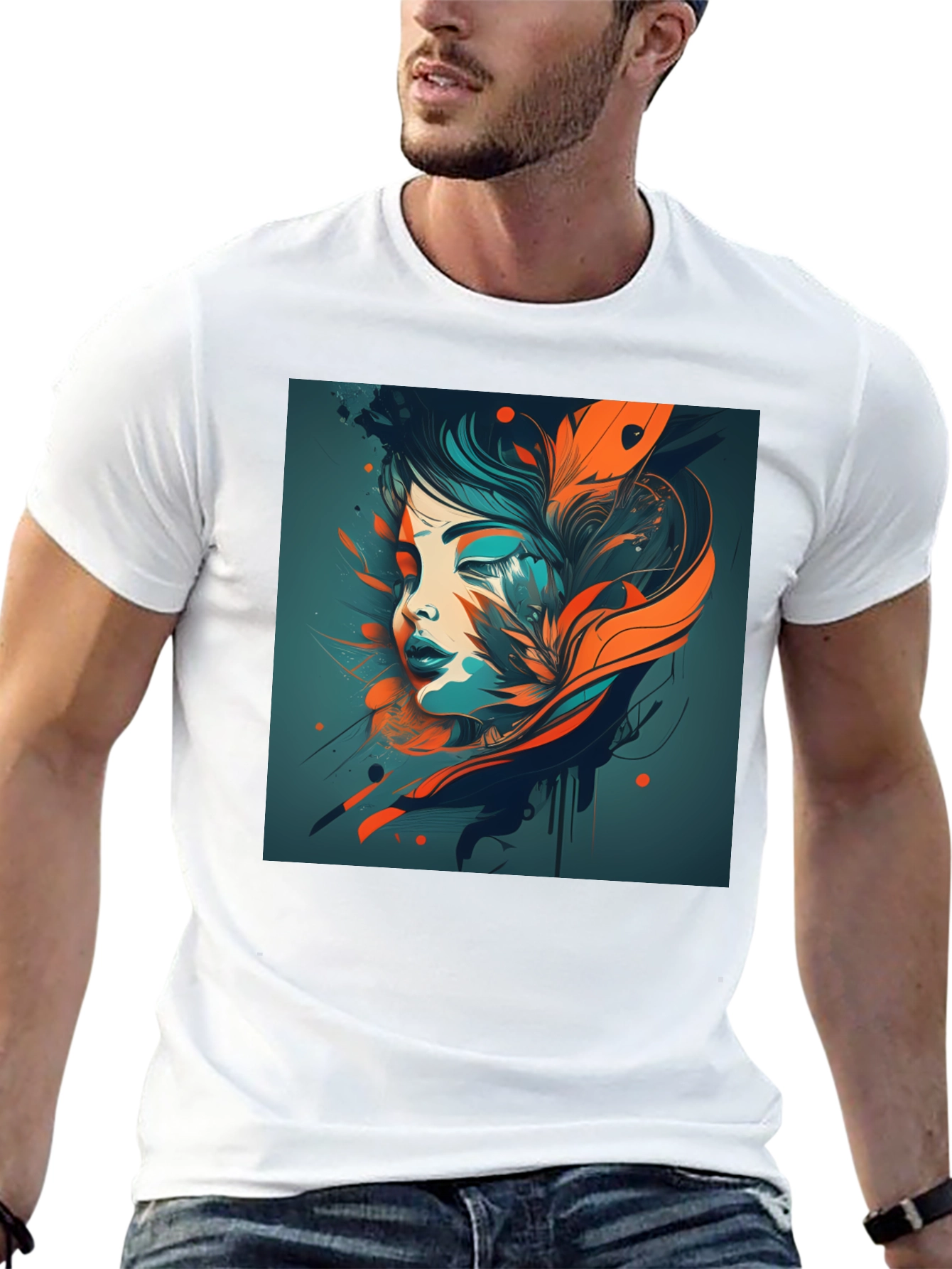Abstract Woman Graphic Black T-Shirt