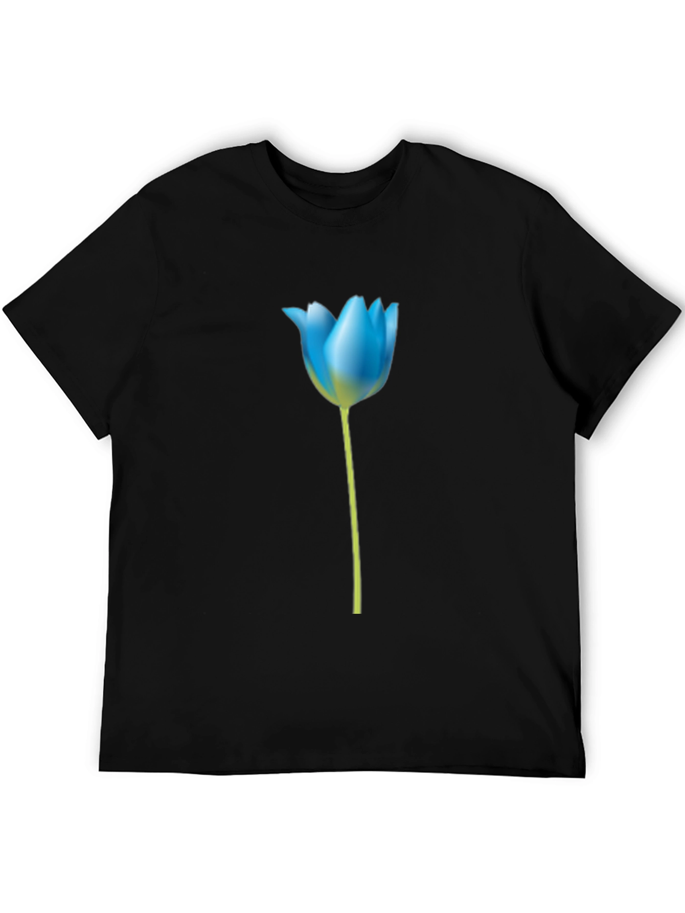 Blue Tulip Graphic Tee - Stylish Mens Black T-Shirt