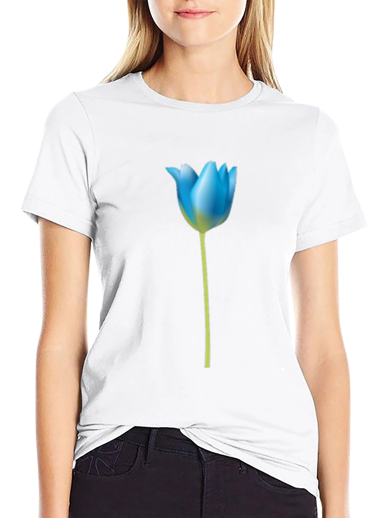 Blue Tulip Graphic Tee - Stylish Mens Black T-Shirt