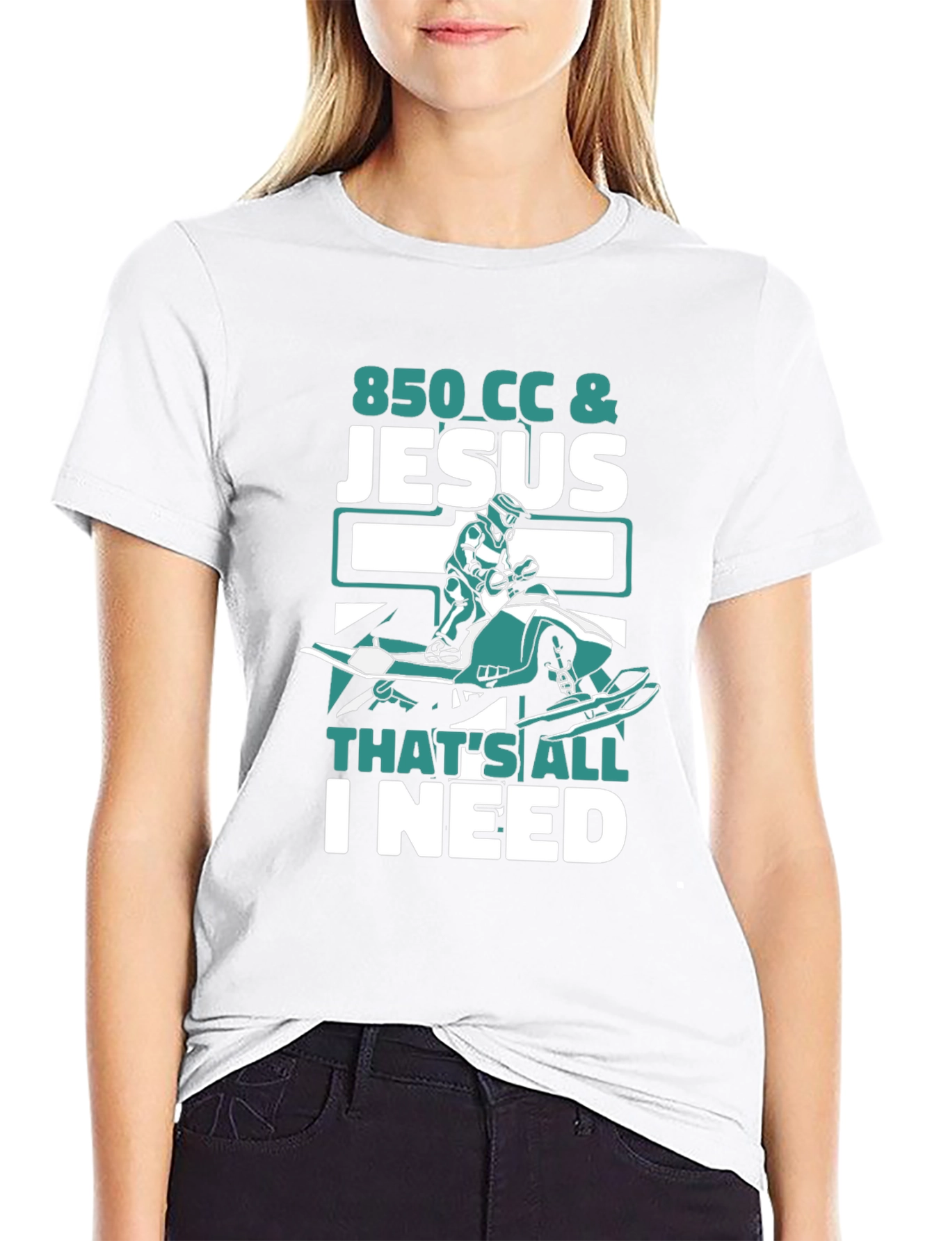 850 CC & Jesus T-Shirt - Snowmobile Rider Tee