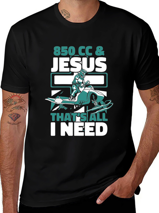 850 CC & Jesus T-Shirt - Snowmobile Rider Tee