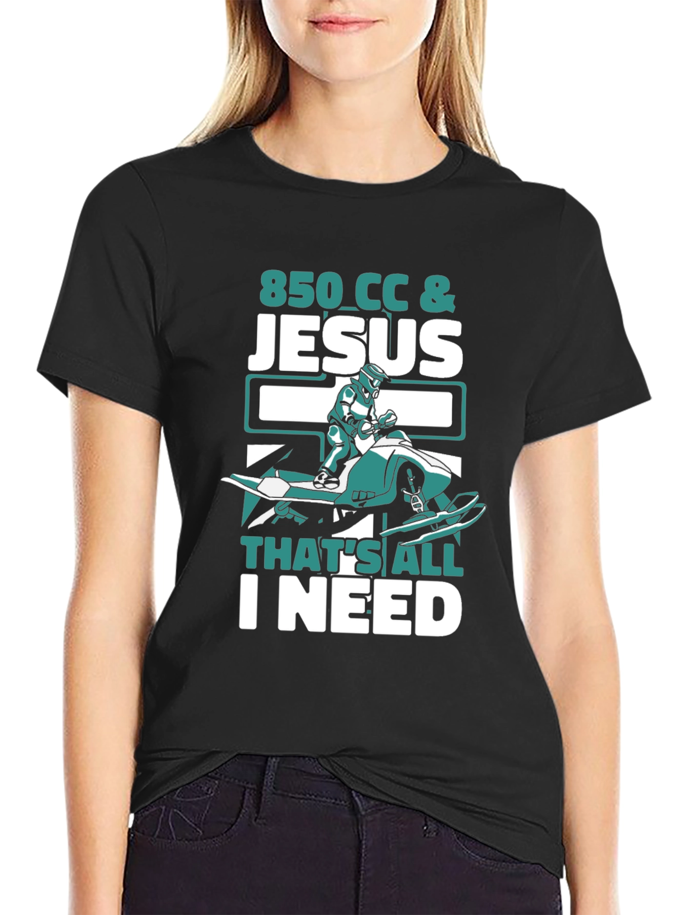 850 CC & Jesus T-Shirt - Snowmobile Rider Tee