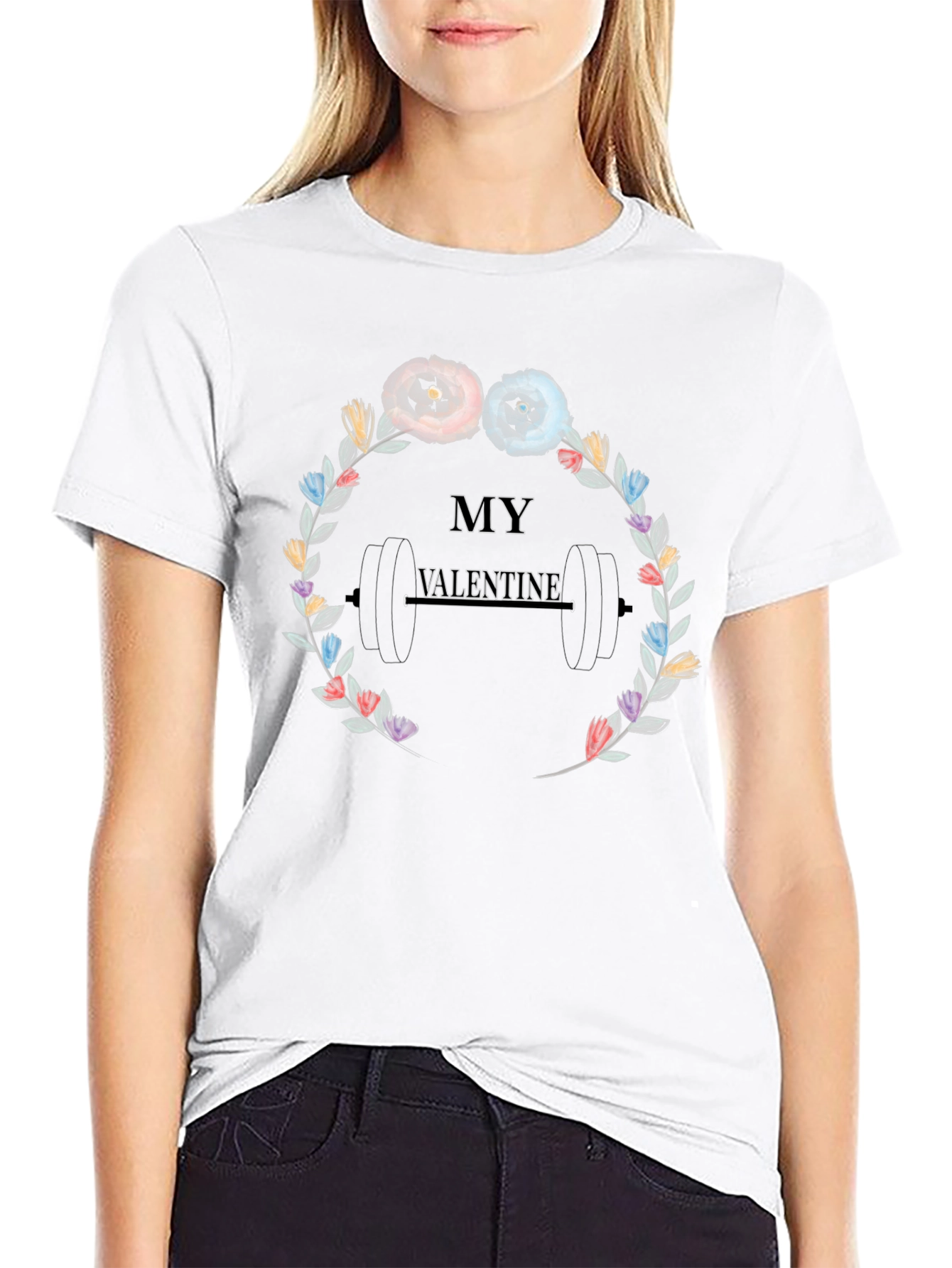 My Valentine Weights Floral T-Shirt