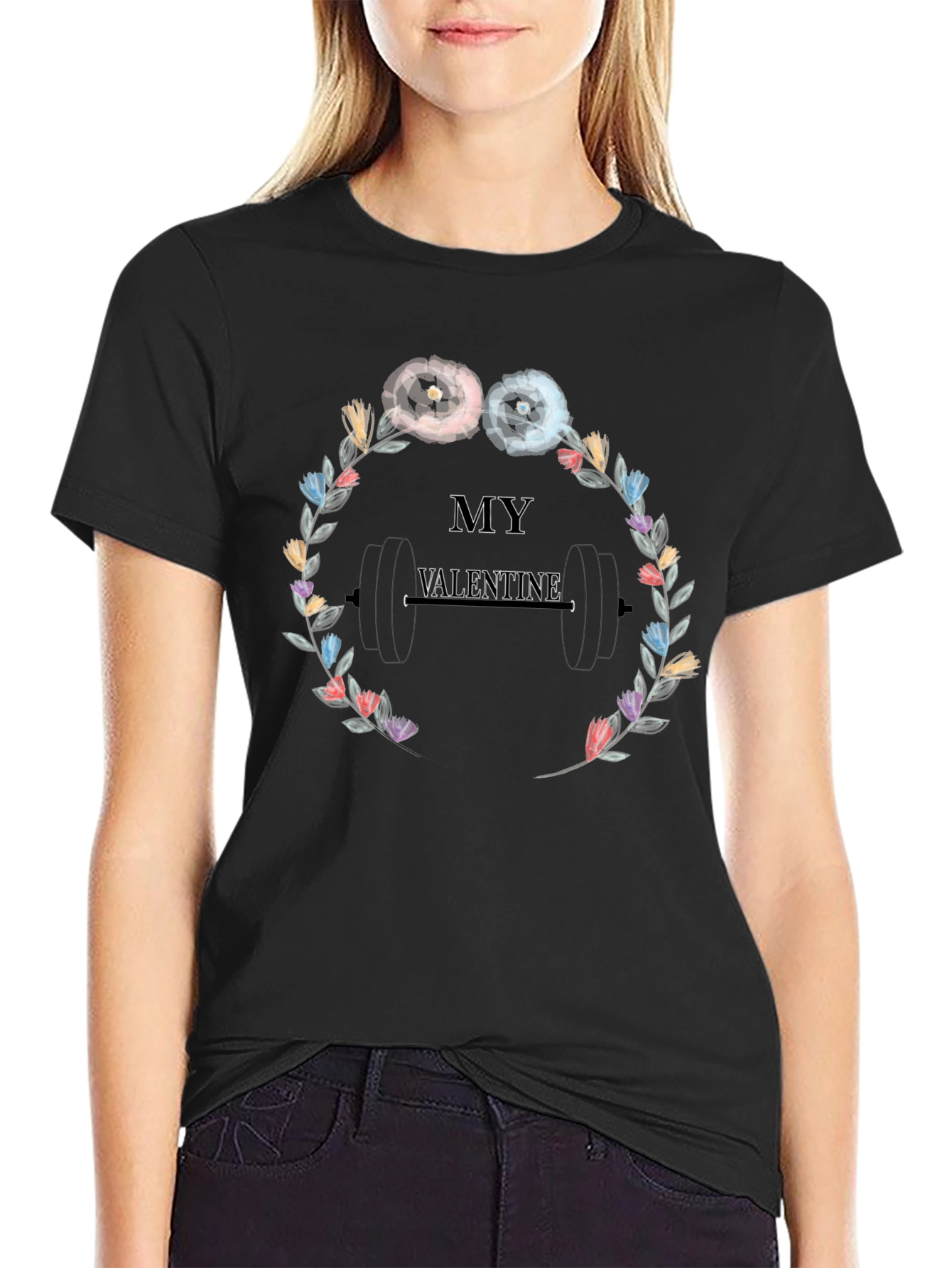 My Valentine Weights Floral T-Shirt