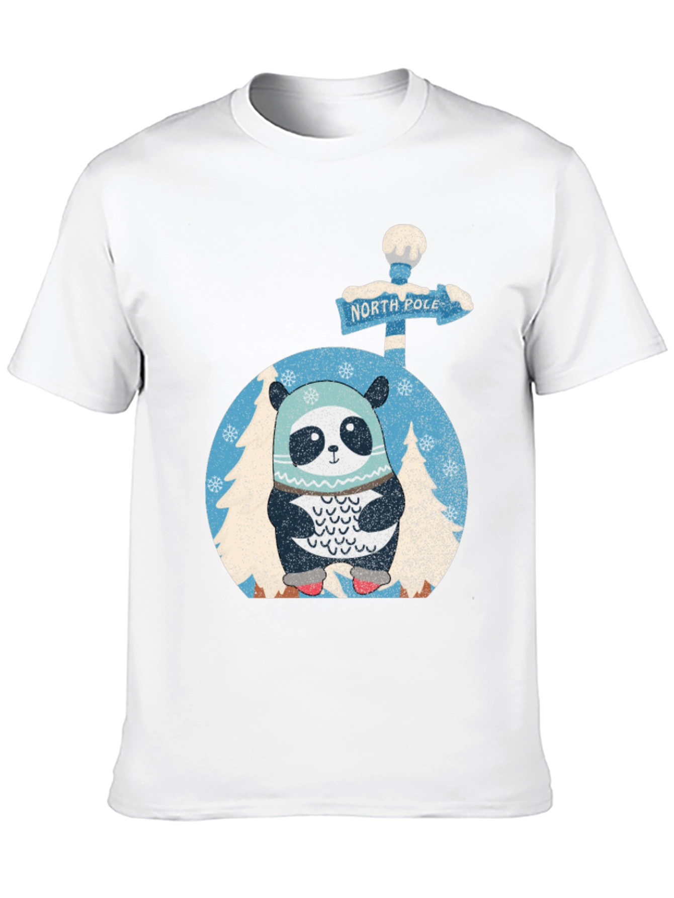North Pole Panda T-Shirt - Winter Holiday Style