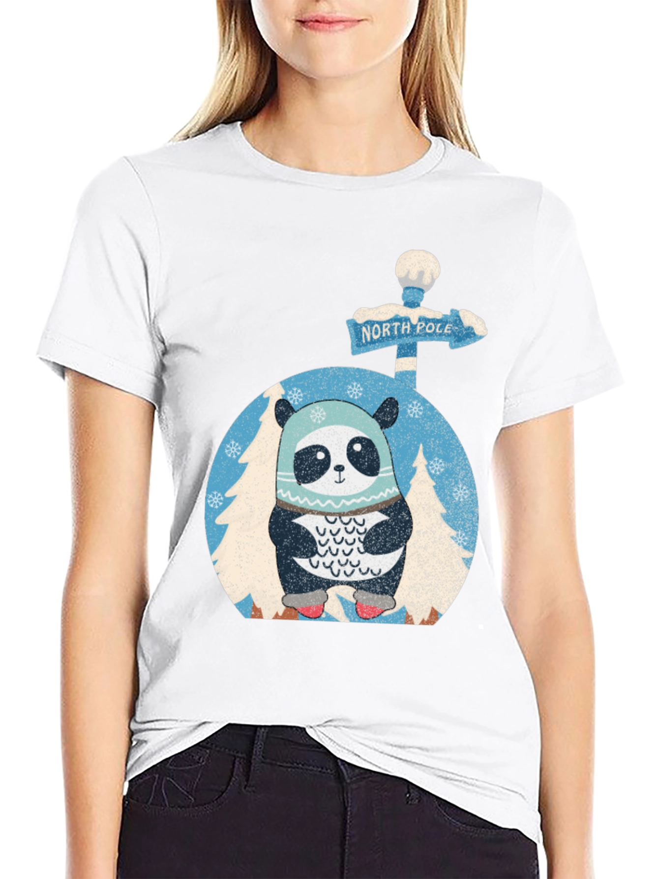 North Pole Panda T-Shirt - Winter Holiday Style