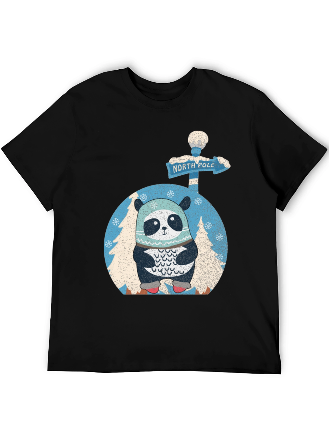 North Pole Panda T-Shirt - Winter Holiday Style