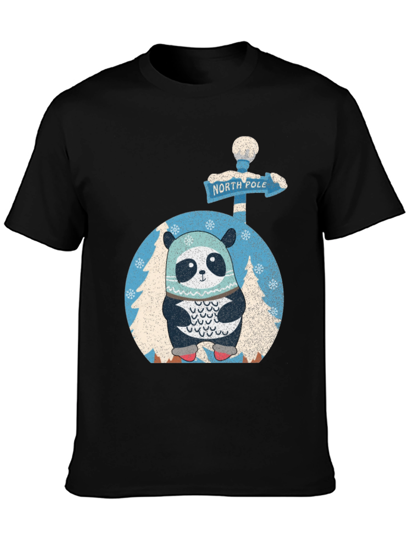 North Pole Panda T-Shirt - Winter Holiday Style