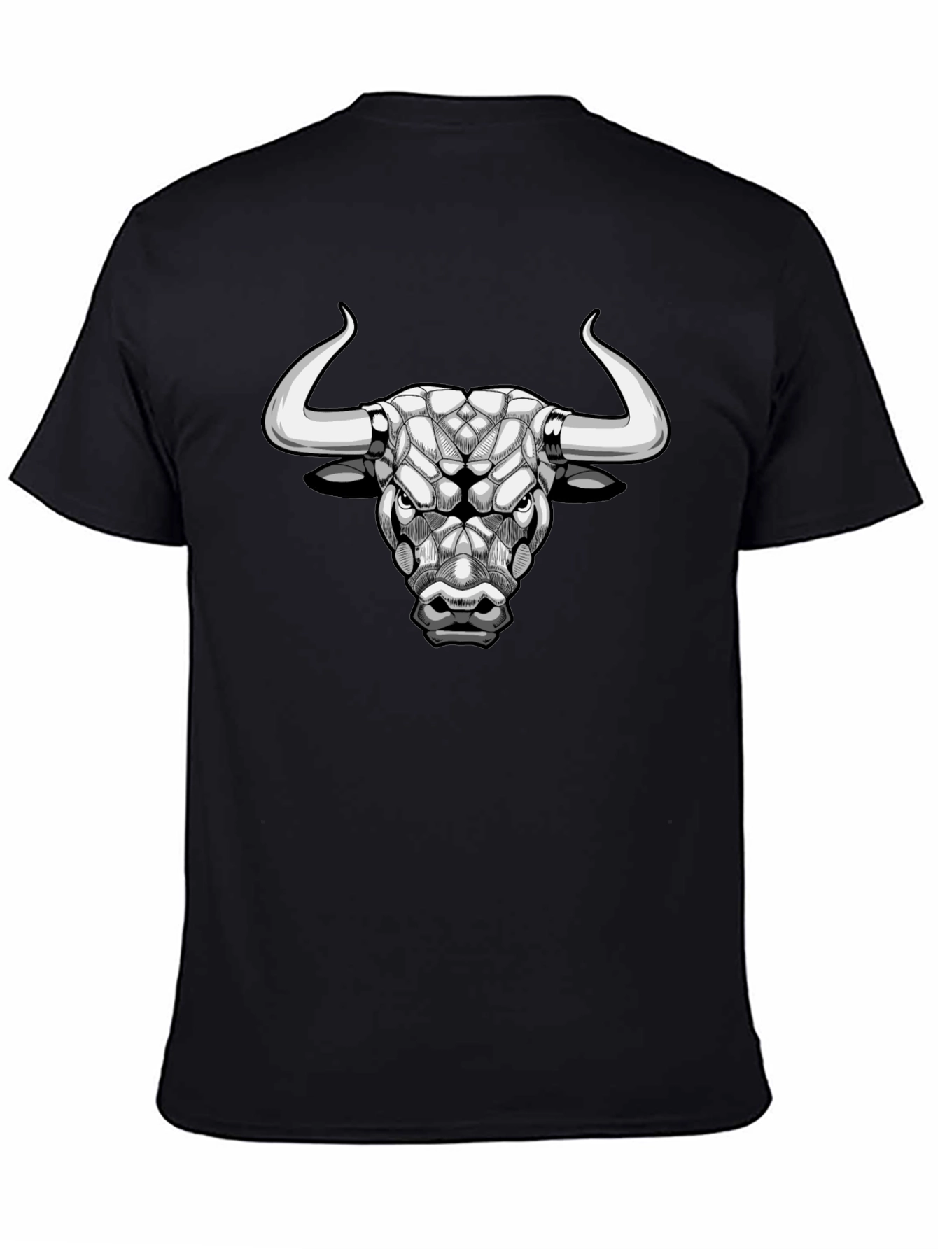 Geometric Bull Graphic Tee - Black