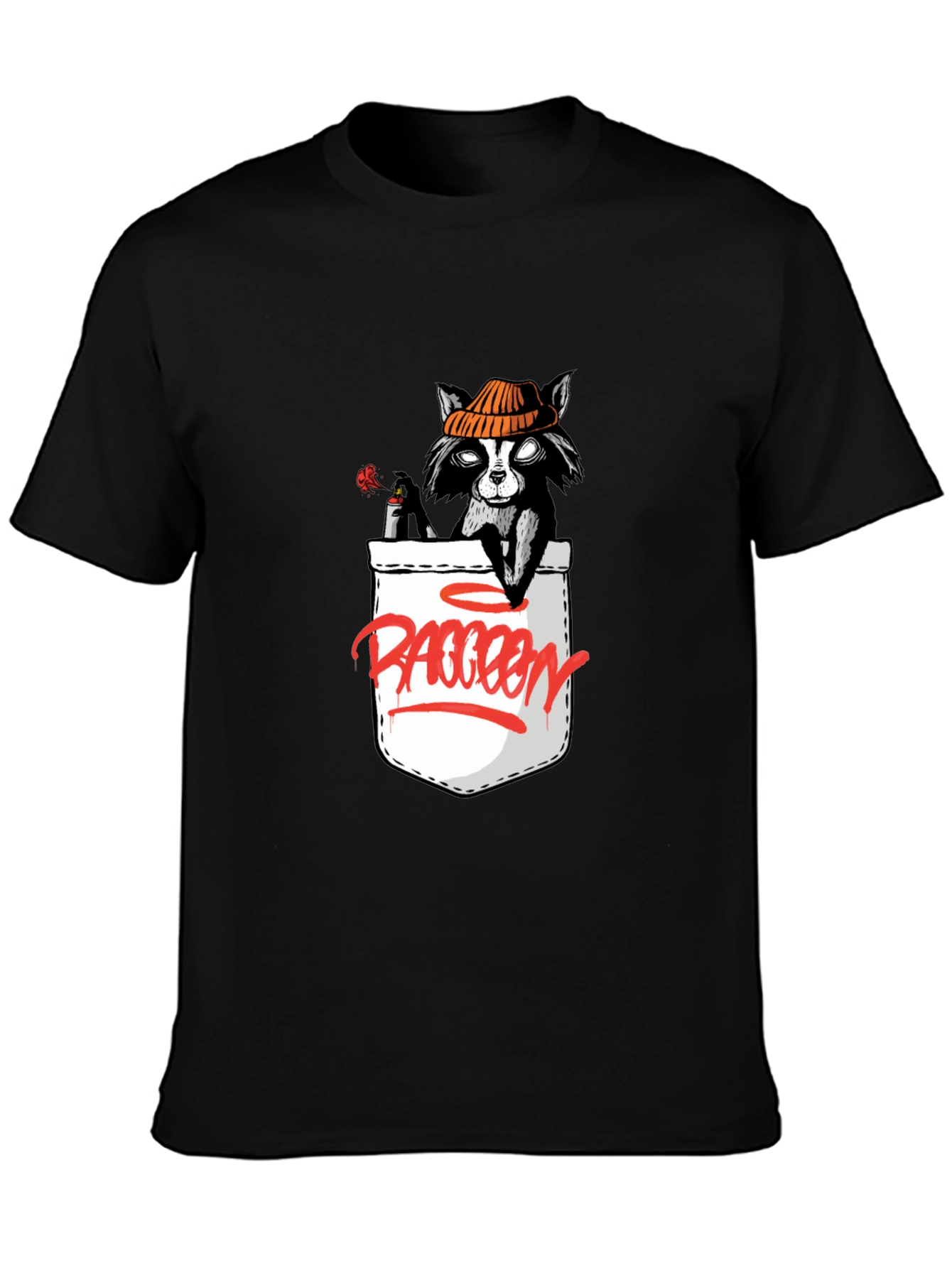 Raccoon in Pocket Graphic T-Shirt