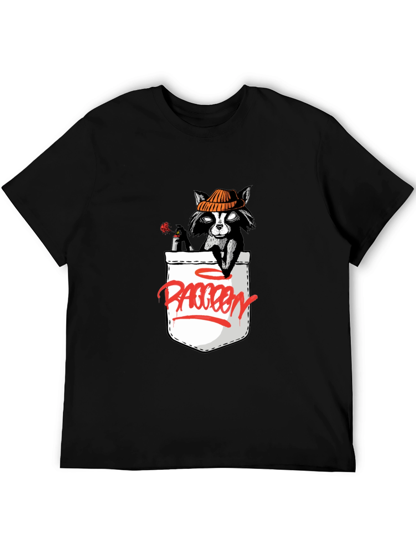 Raccoon in Pocket Graphic T-Shirt