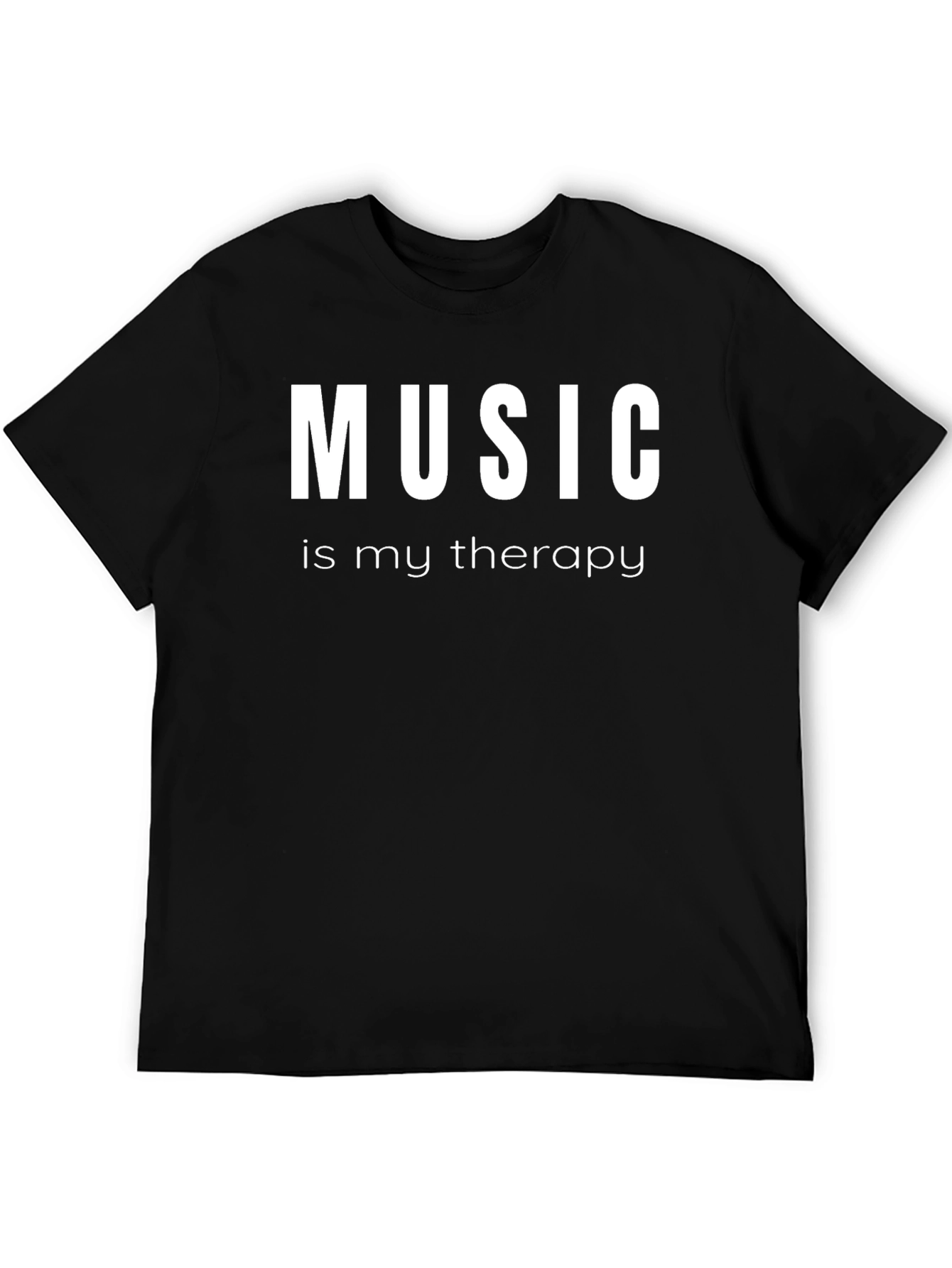Music is My Therapy Black Graphic T-Shirt