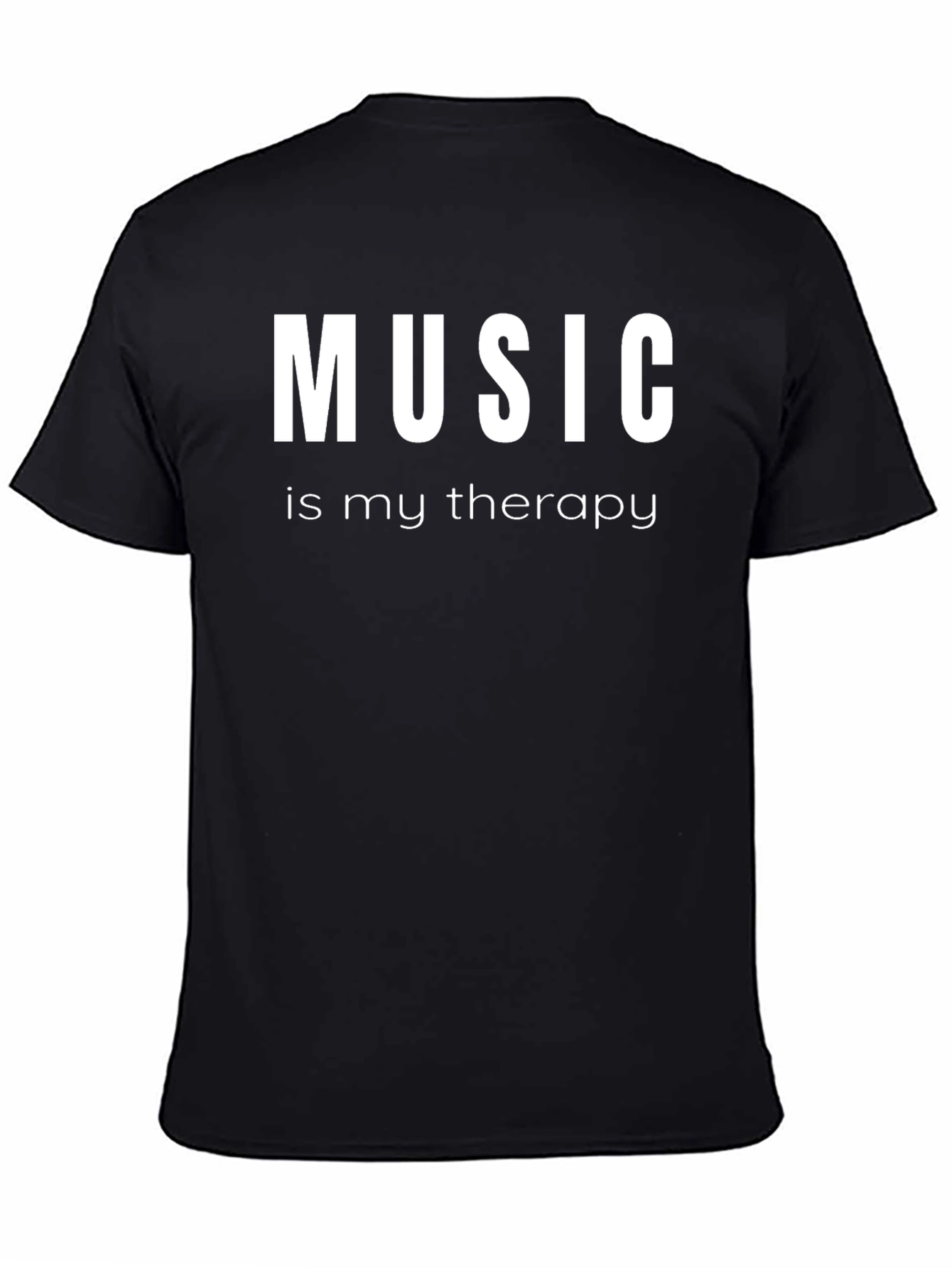 Music is My Therapy Black Graphic T-Shirt