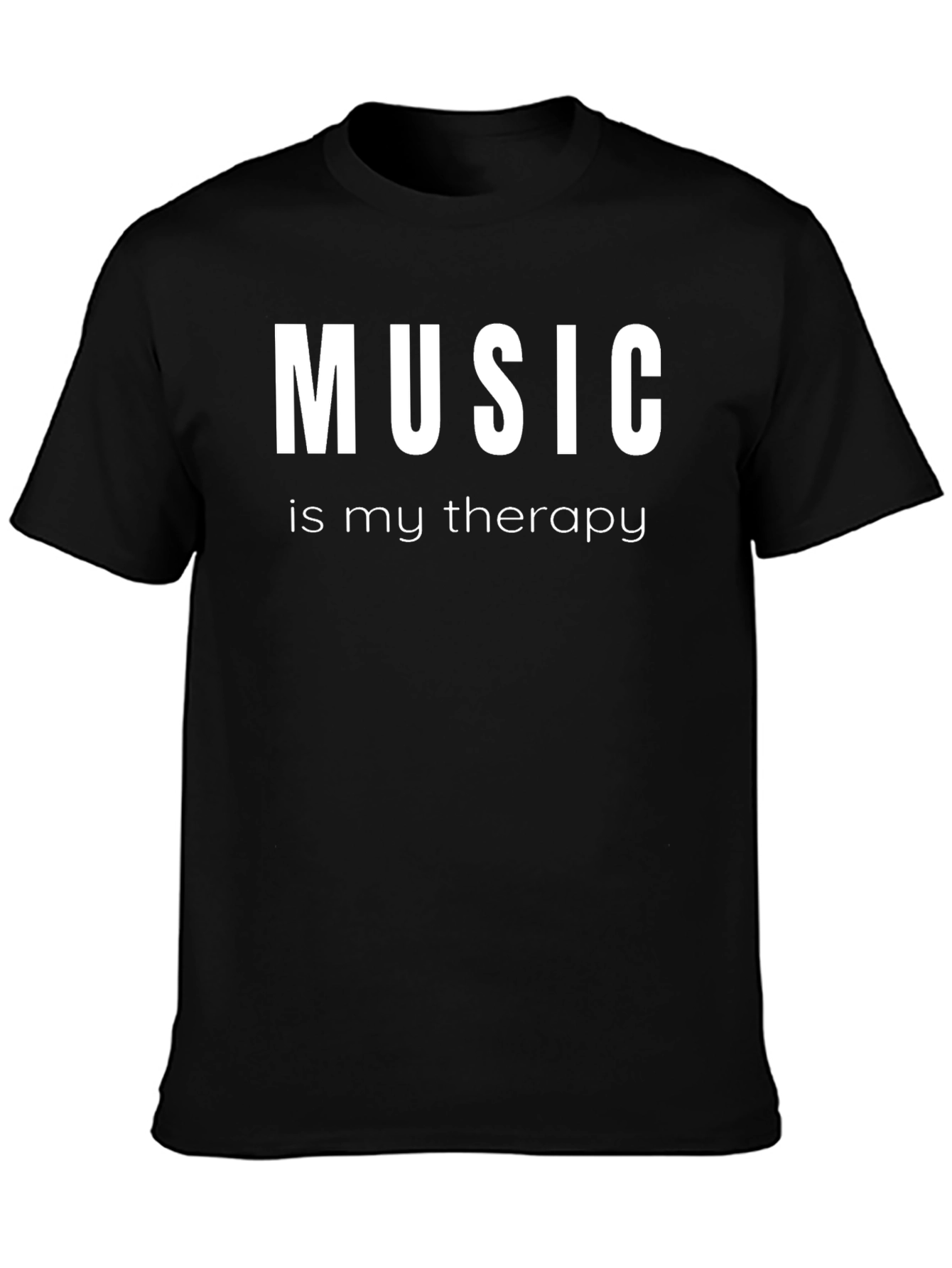 Music is My Therapy Black Graphic T-Shirt