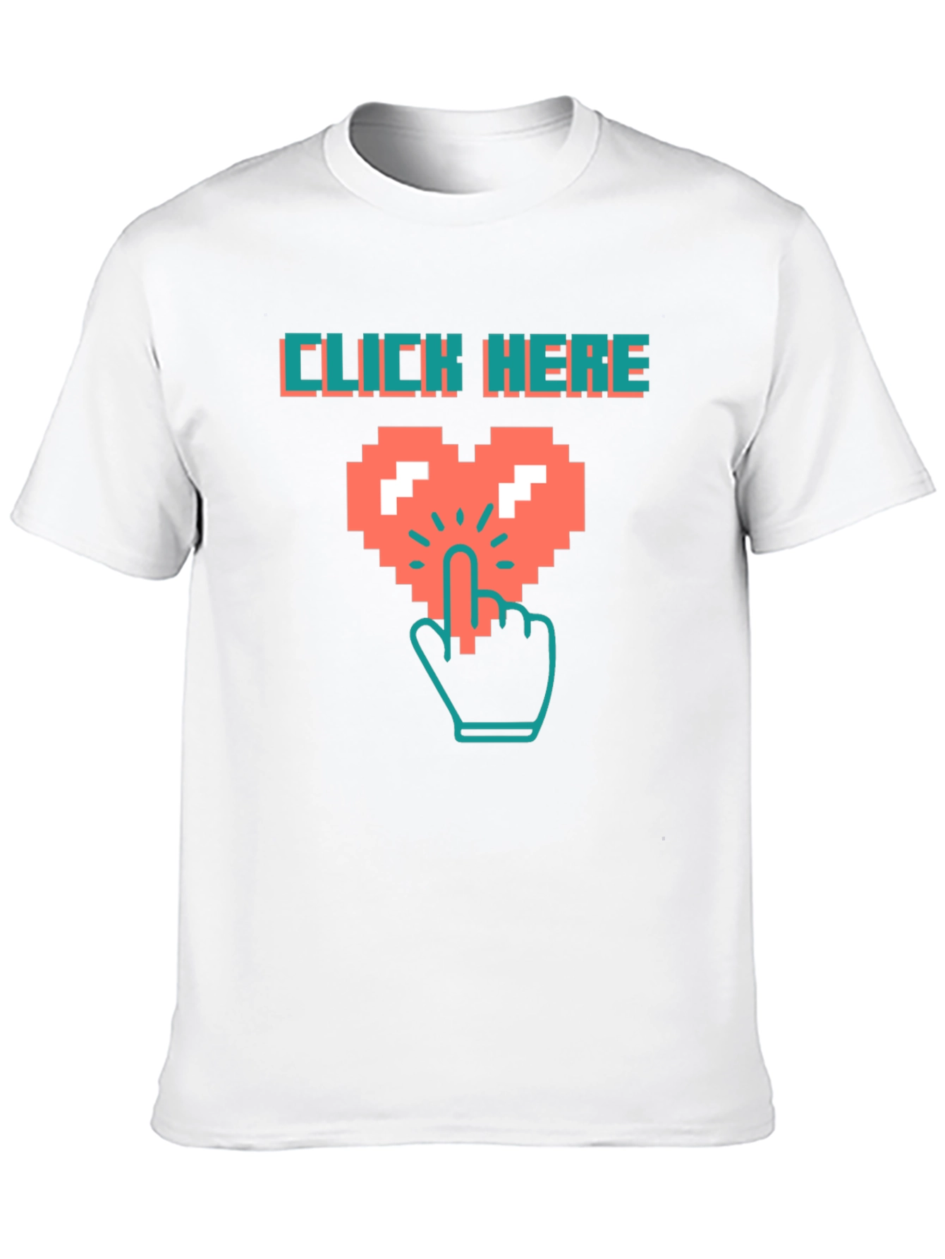 Click Here Pixel Heart Black T-Shirt