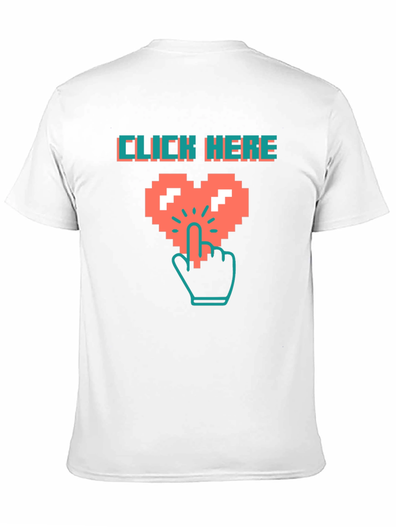 Click Here Pixel Heart Black T-Shirt