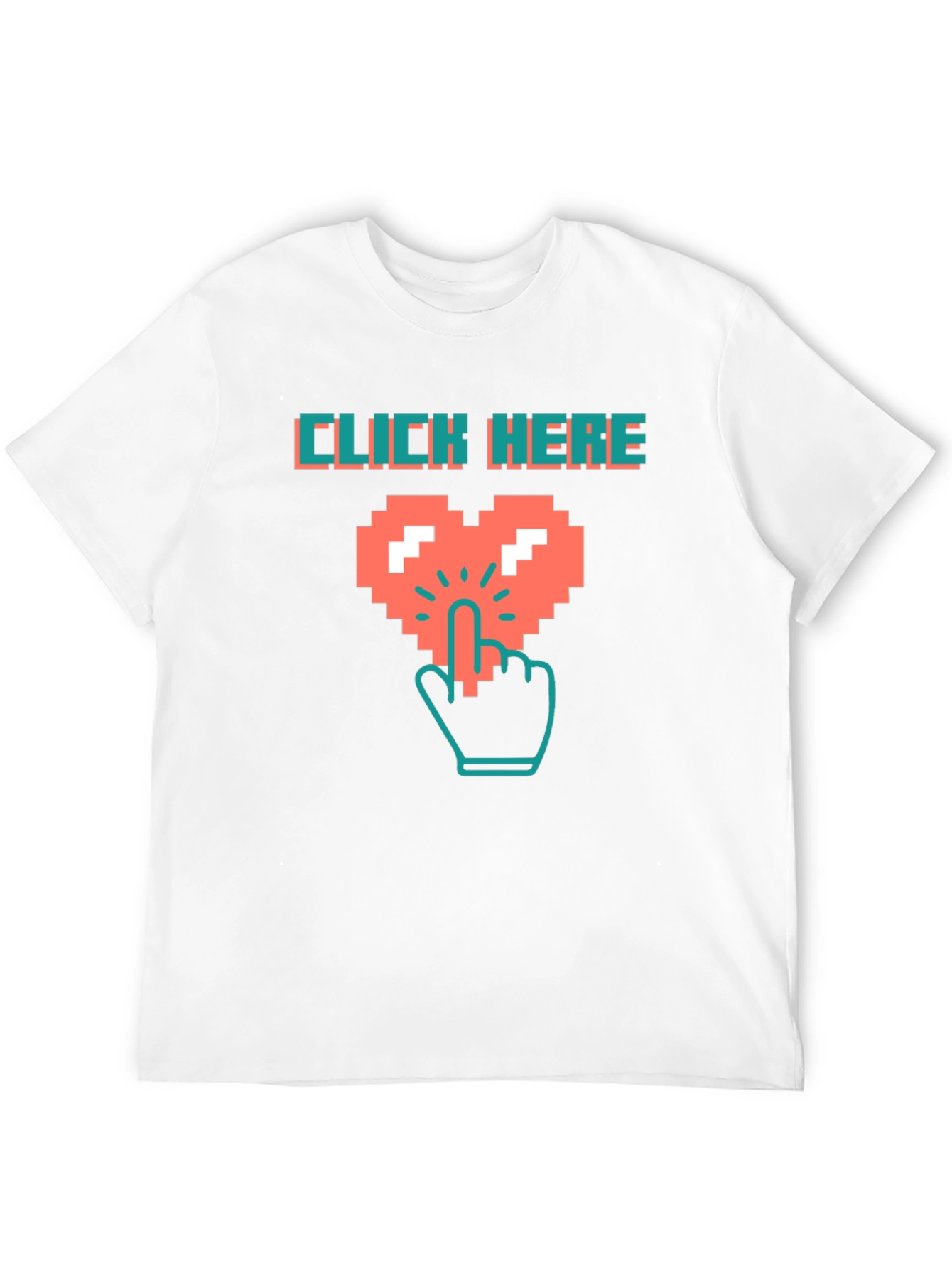 Click Here Pixel Heart Black T-Shirt