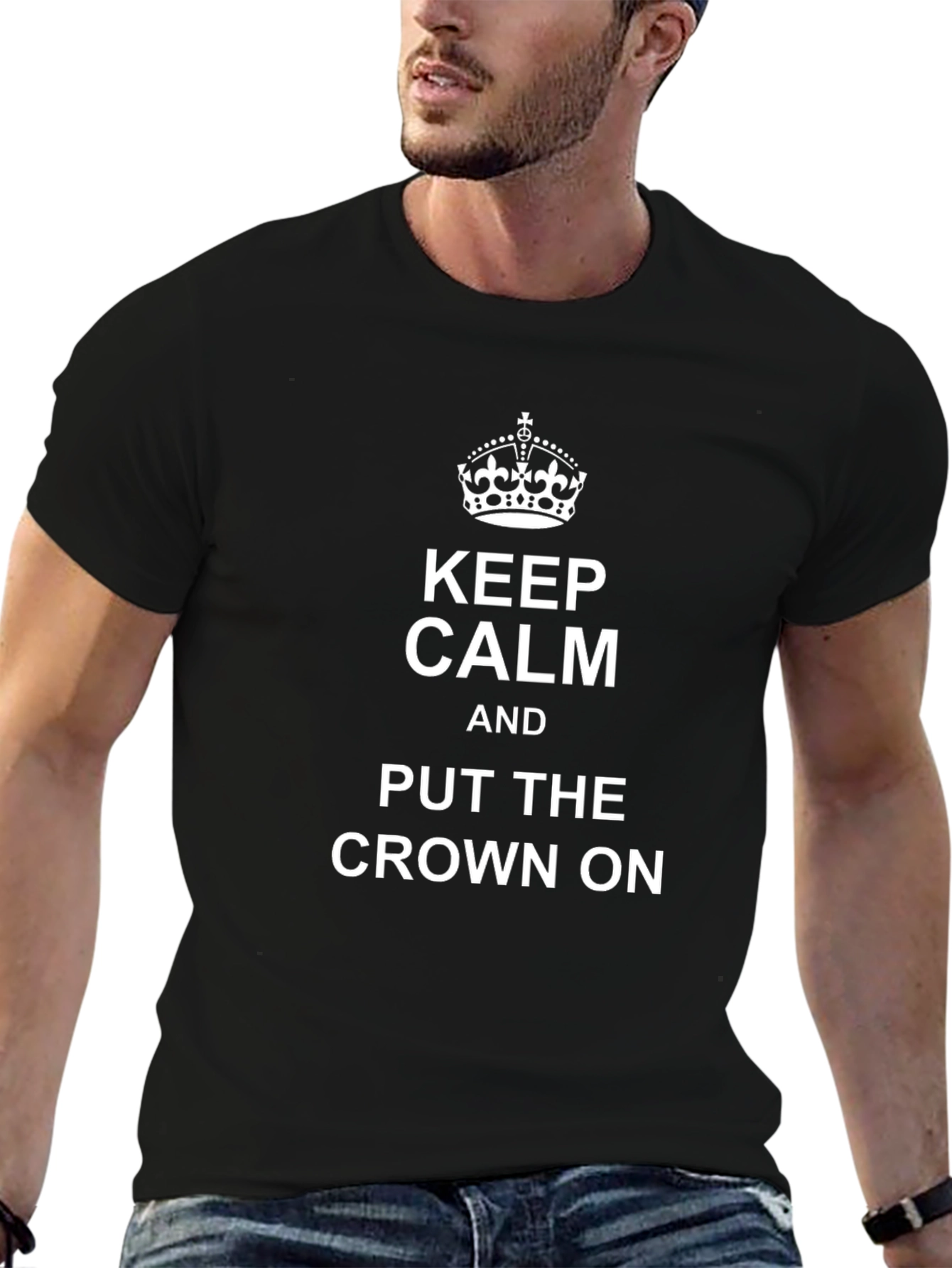 Keep Calm Crown On Black T-Shirt