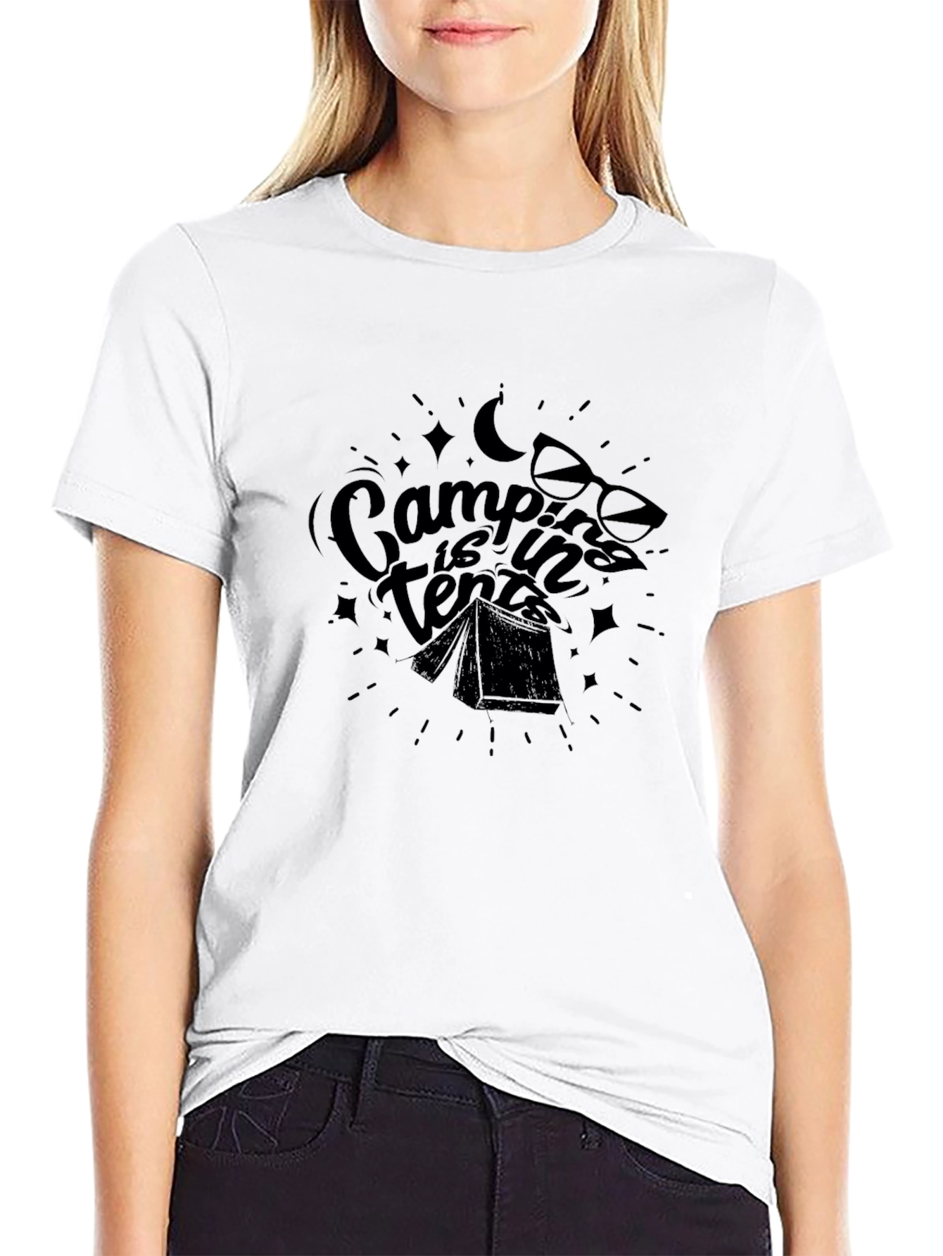 Camping is in Tents Graphic Tee - Black