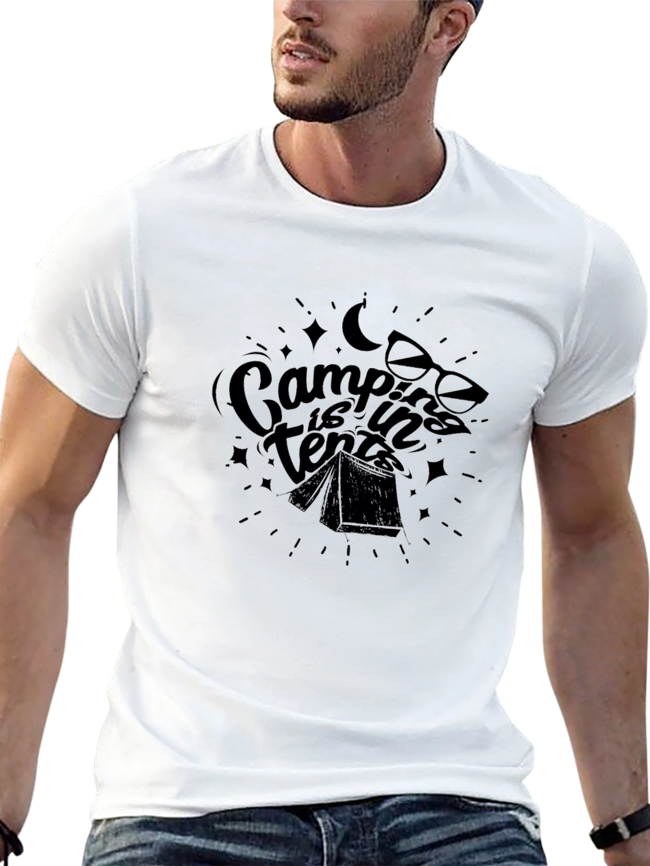 Camping is in Tents Graphic Tee - Black