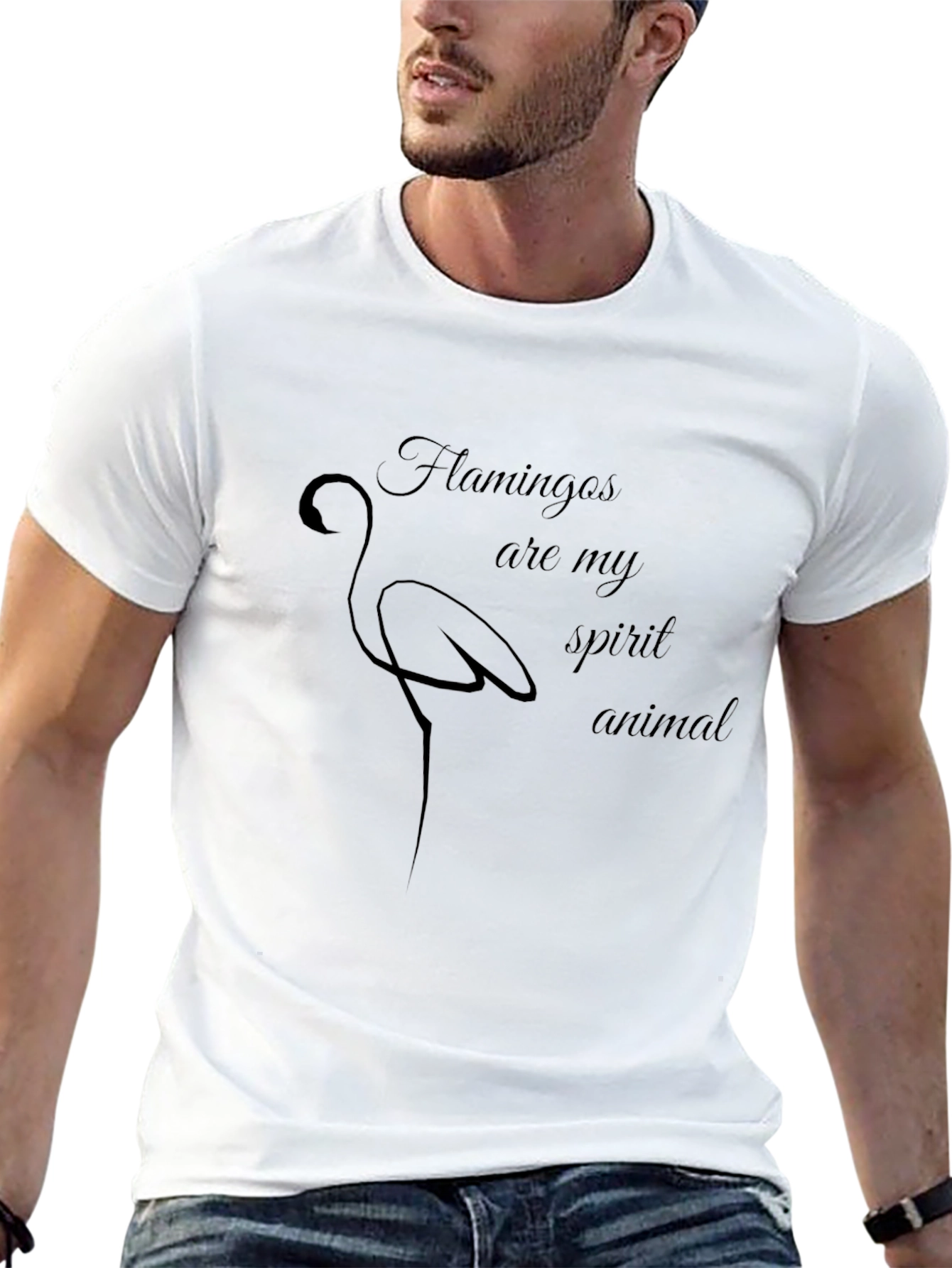 Flamingo Spirit Animal Graphic Tee - Black