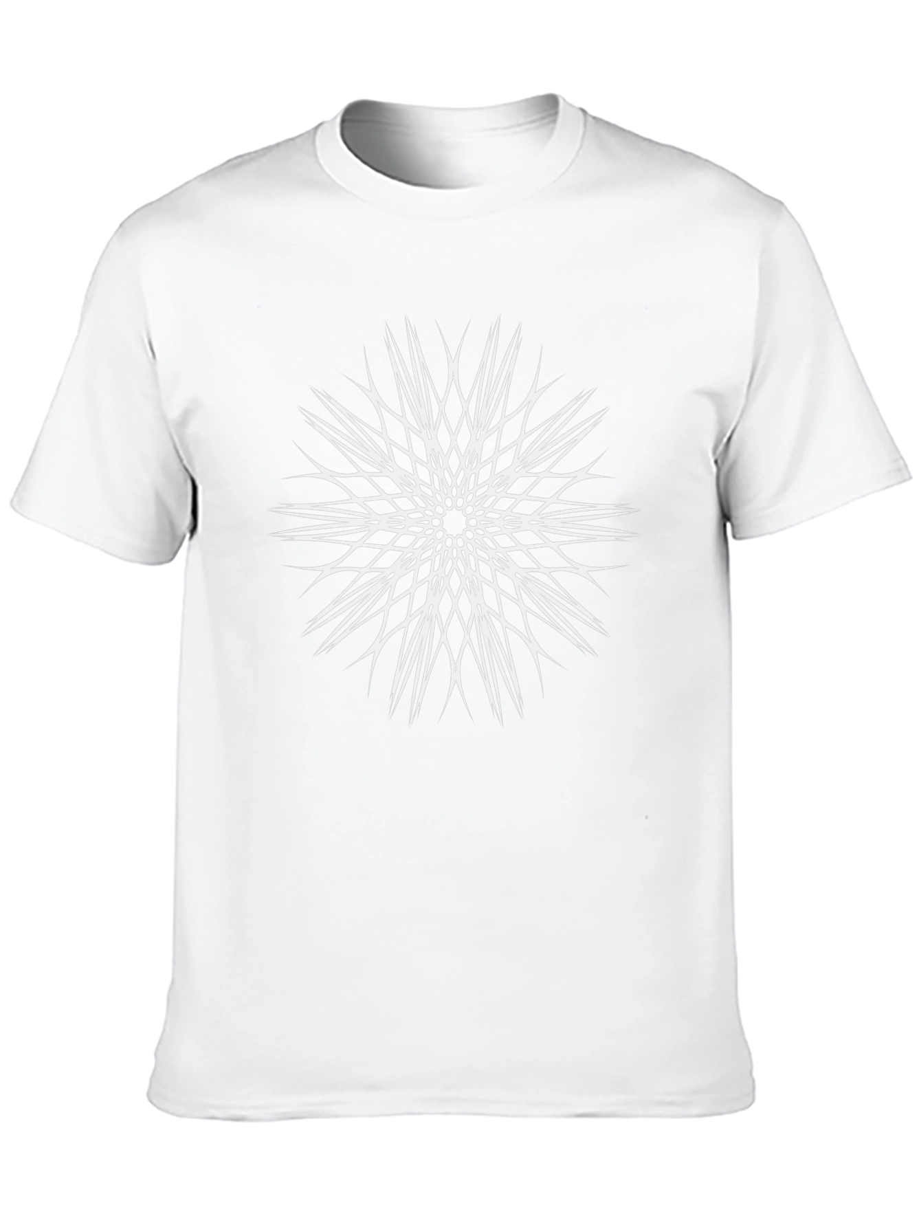 Abstract Geometric White Print Black T-Shirt
