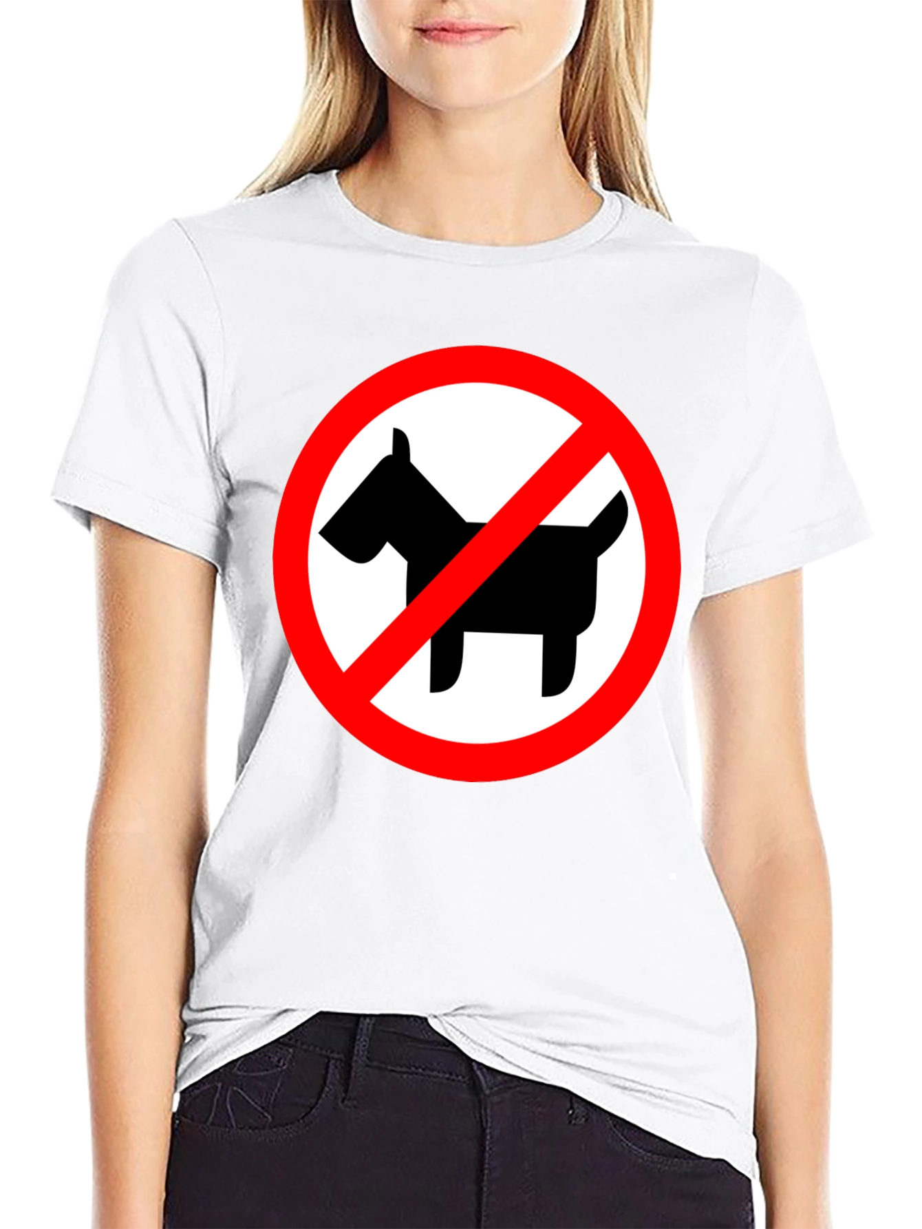 No Dogs Allowed Black Crew Neck T-Shirt