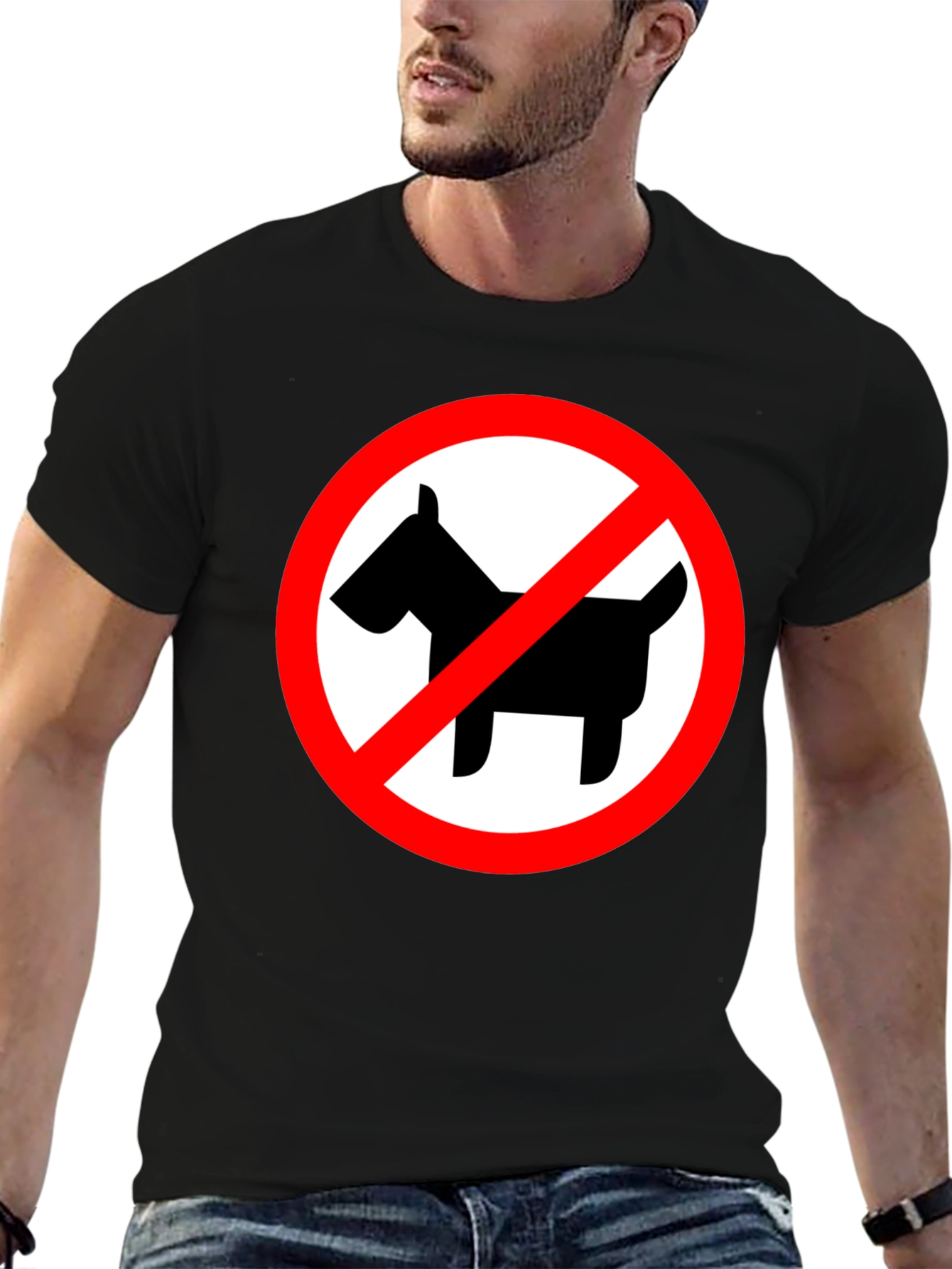 No Dogs Allowed Black Crew Neck T-Shirt